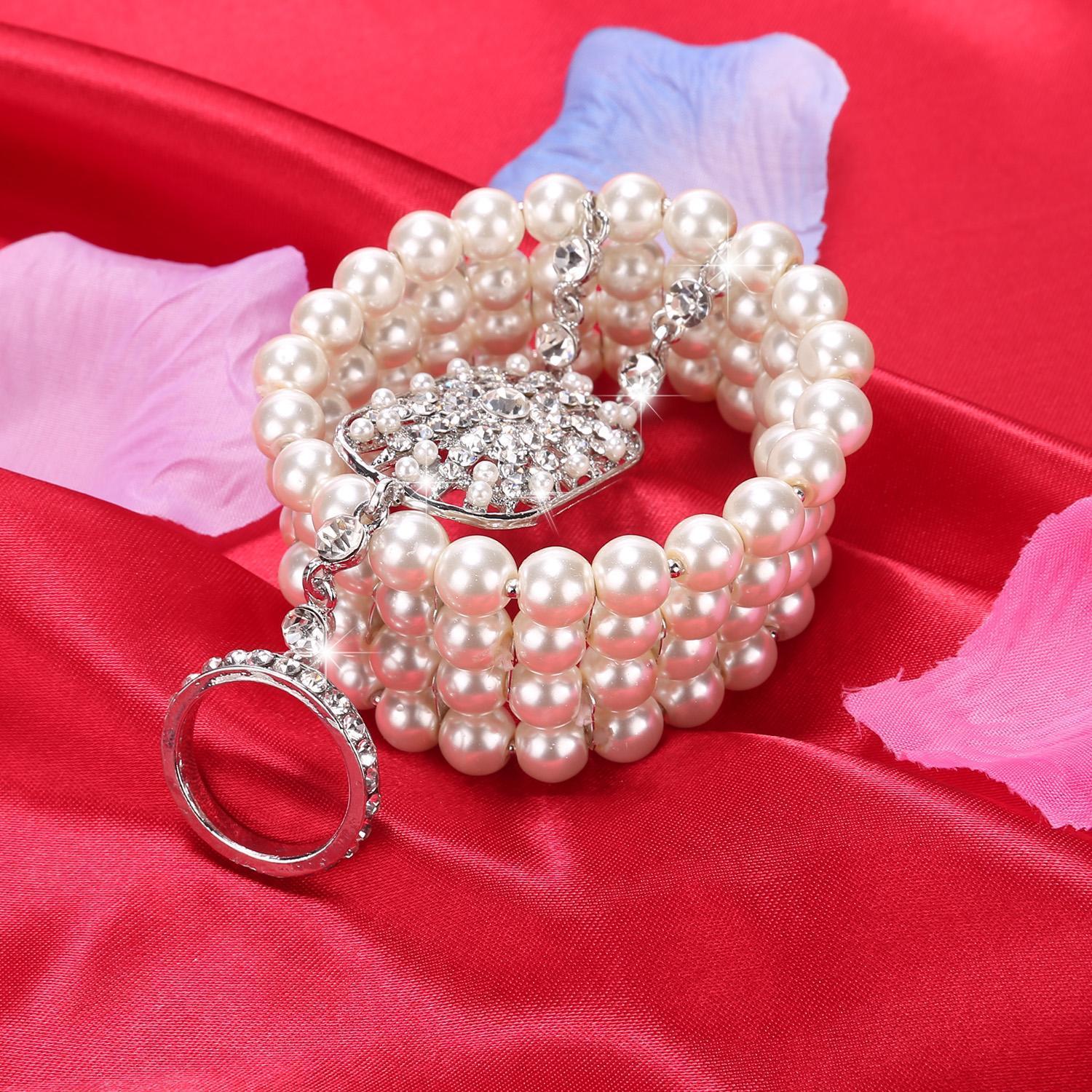 1920s Bracelet Flapper en Argent avec Perle - Image 4