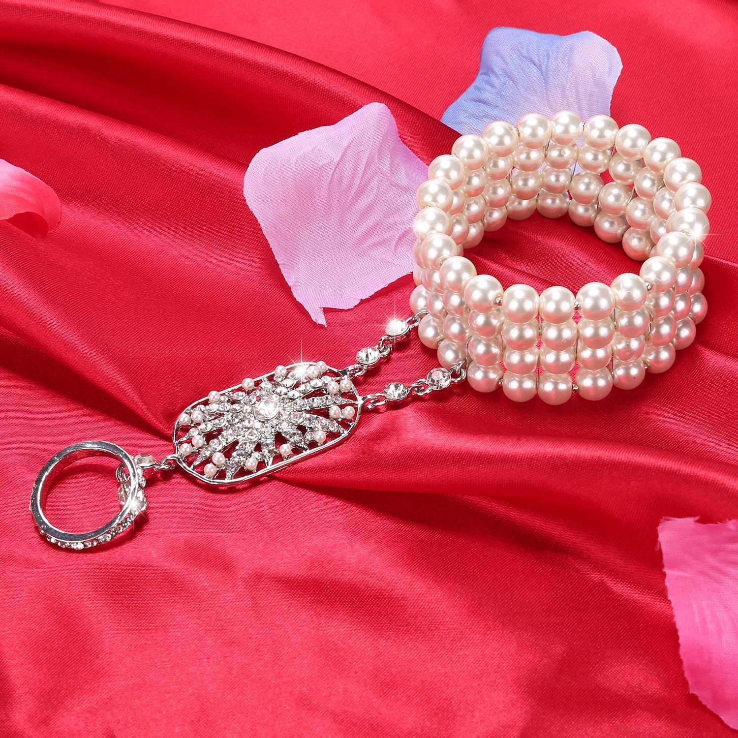 1920s Bracelet Flapper en Argent avec Perle - Image 5