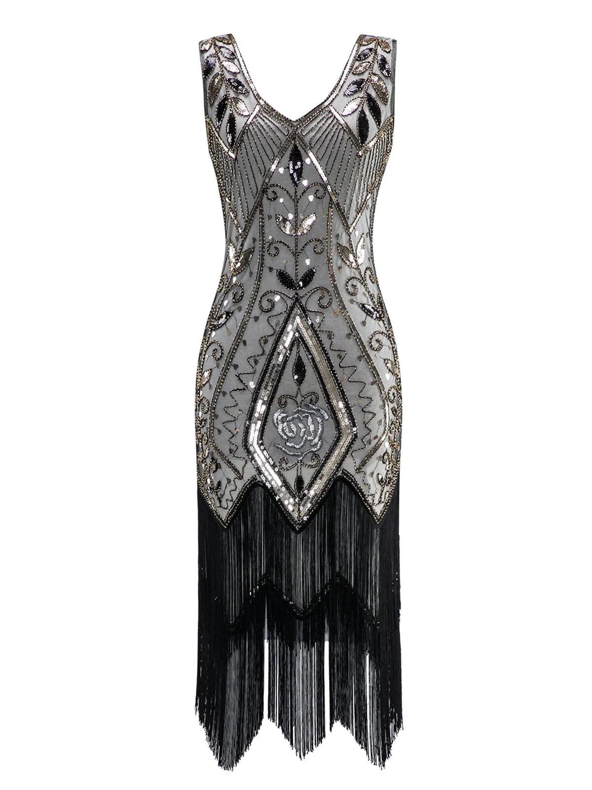 Robe Cocktail Vintage Année 20 Gatsby à Franges à Paillettes Soirée Chic - Image 10