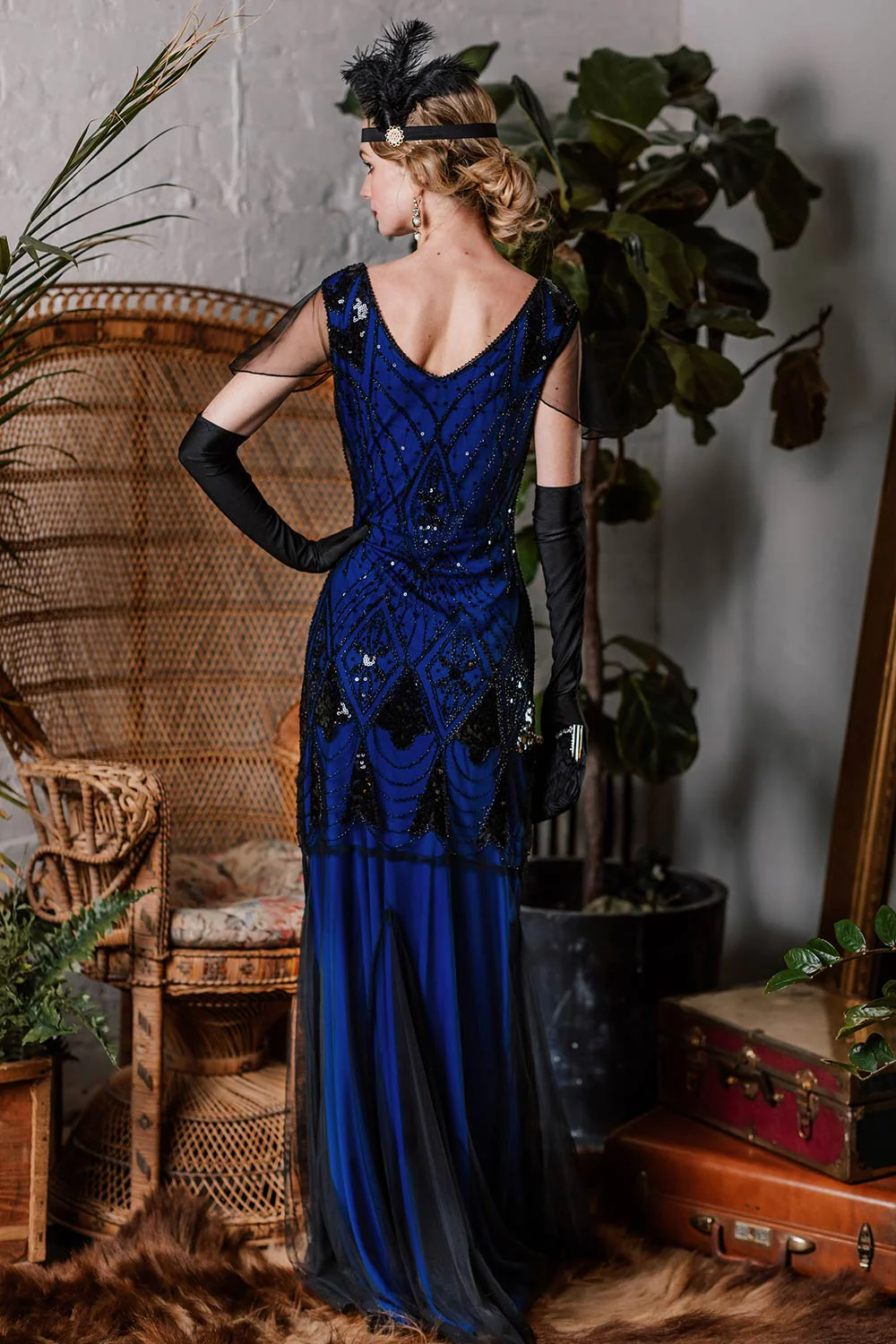 Robe Charleston Vintage Année 20 Gatsby Maxi à Paillettes Soirée Cocktail - Image 21