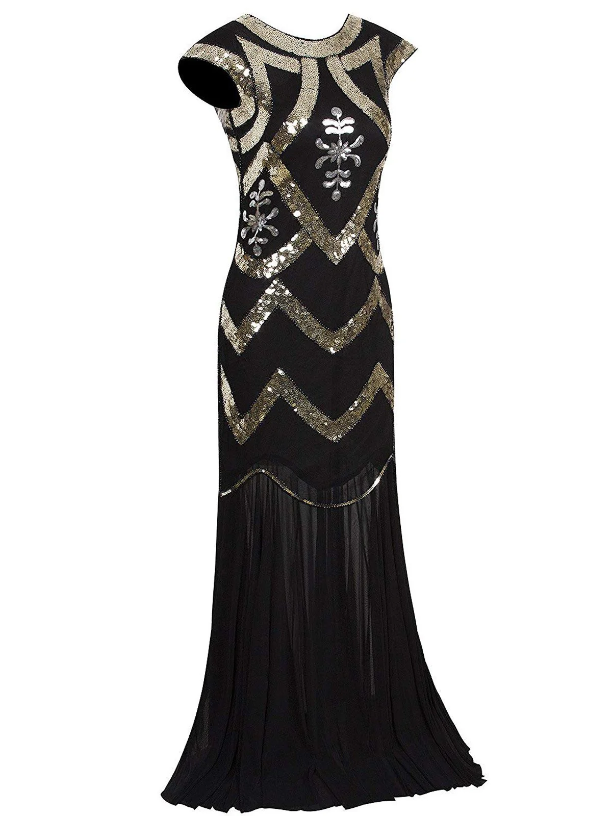 [Produits en Liquidation] Robe Charleston Vintage Année 20 Longue à Sequins et Perles Soirée Cocktail - Image 3