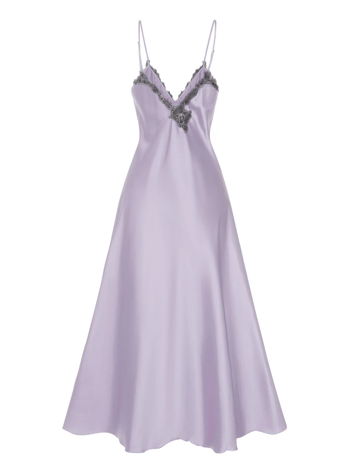 Chemise de nuit à bretelles en faux satin brodé des années 1930 - Image 2