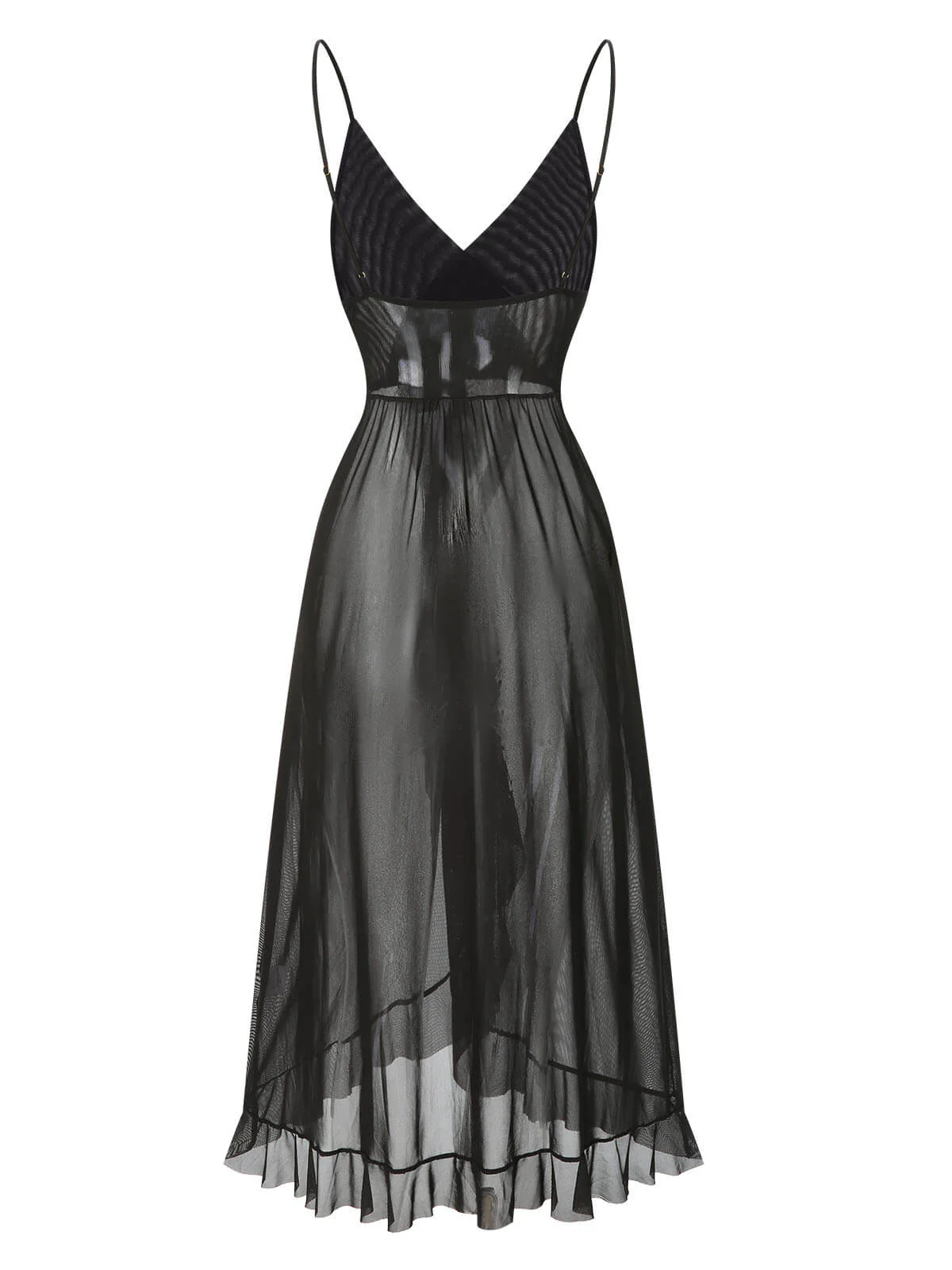 Chemise de nuit transparente à volants et col en V des années 1930 - Image 5