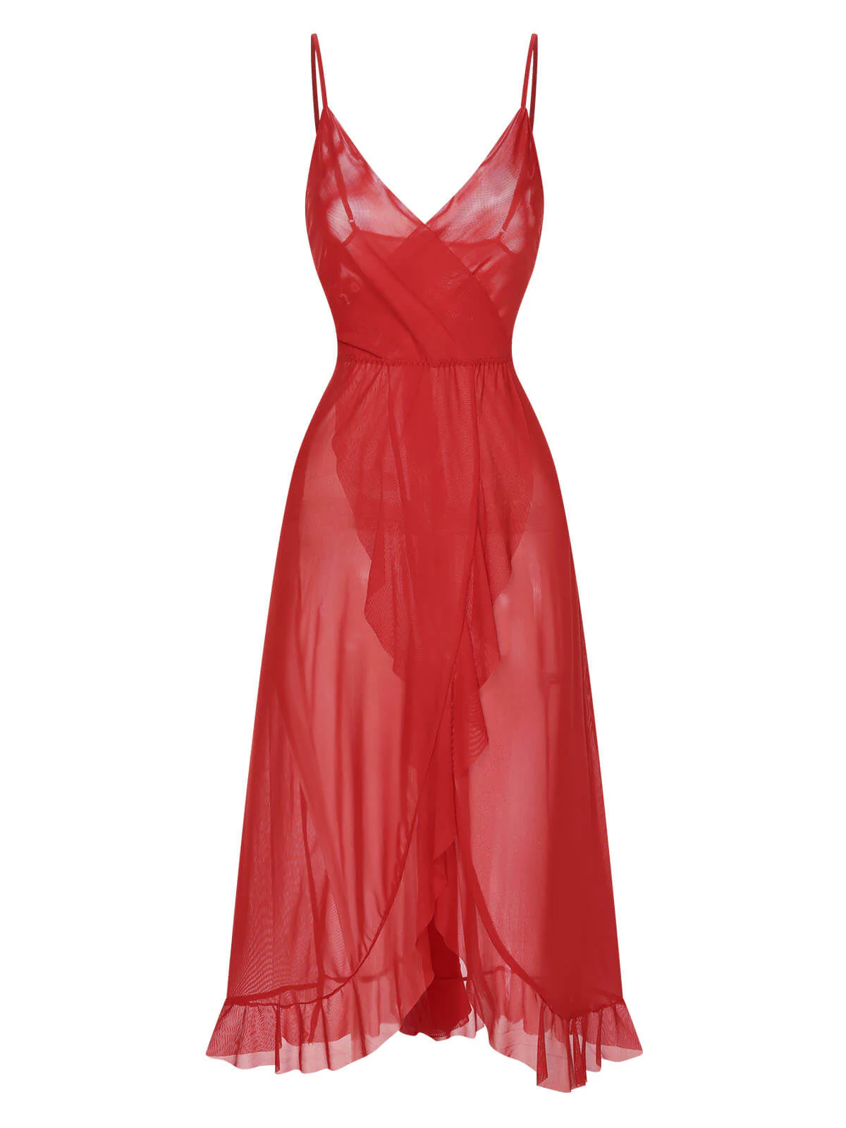 Chemise de nuit transparente à volants et col en V des années 1930 - Image 8