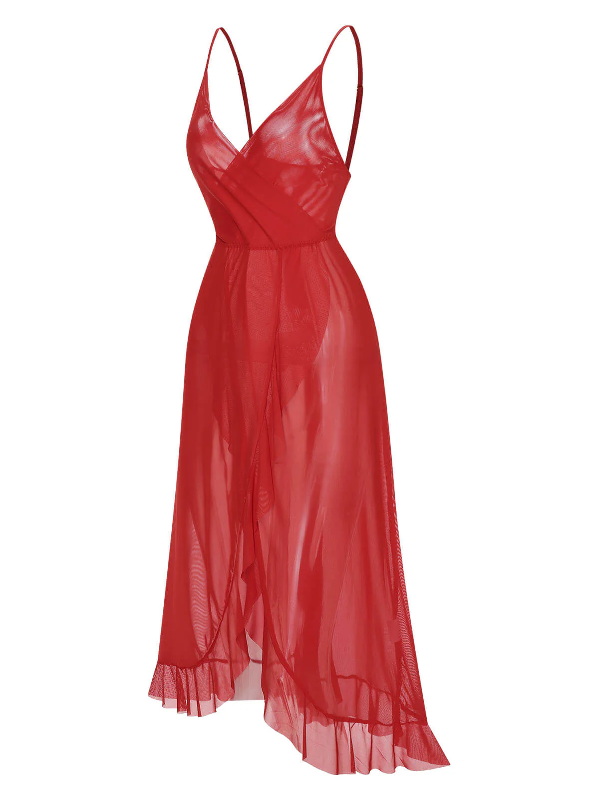 Chemise de nuit transparente à volants et col en V des années 1930 - Image 9