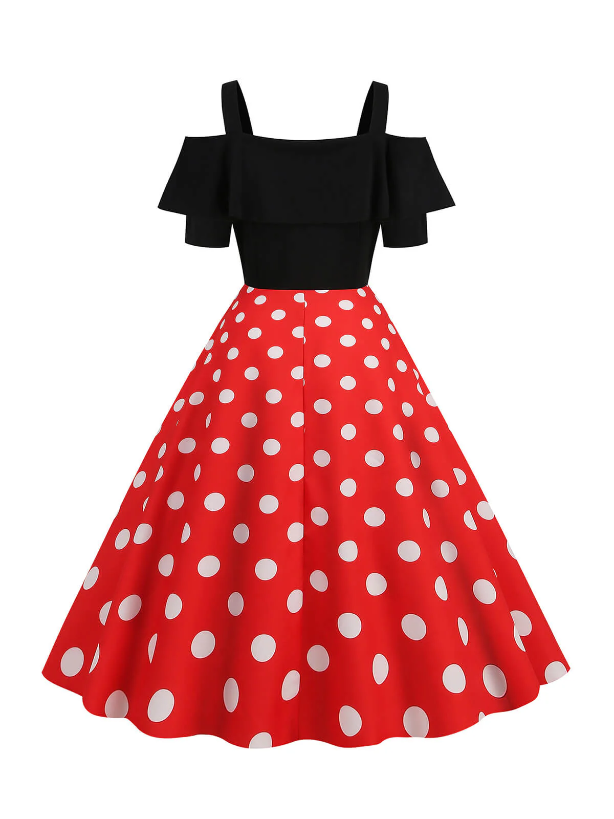 Robe à épaules dénudées à pois et patchwork de couleurs des années 1950 - Image 3