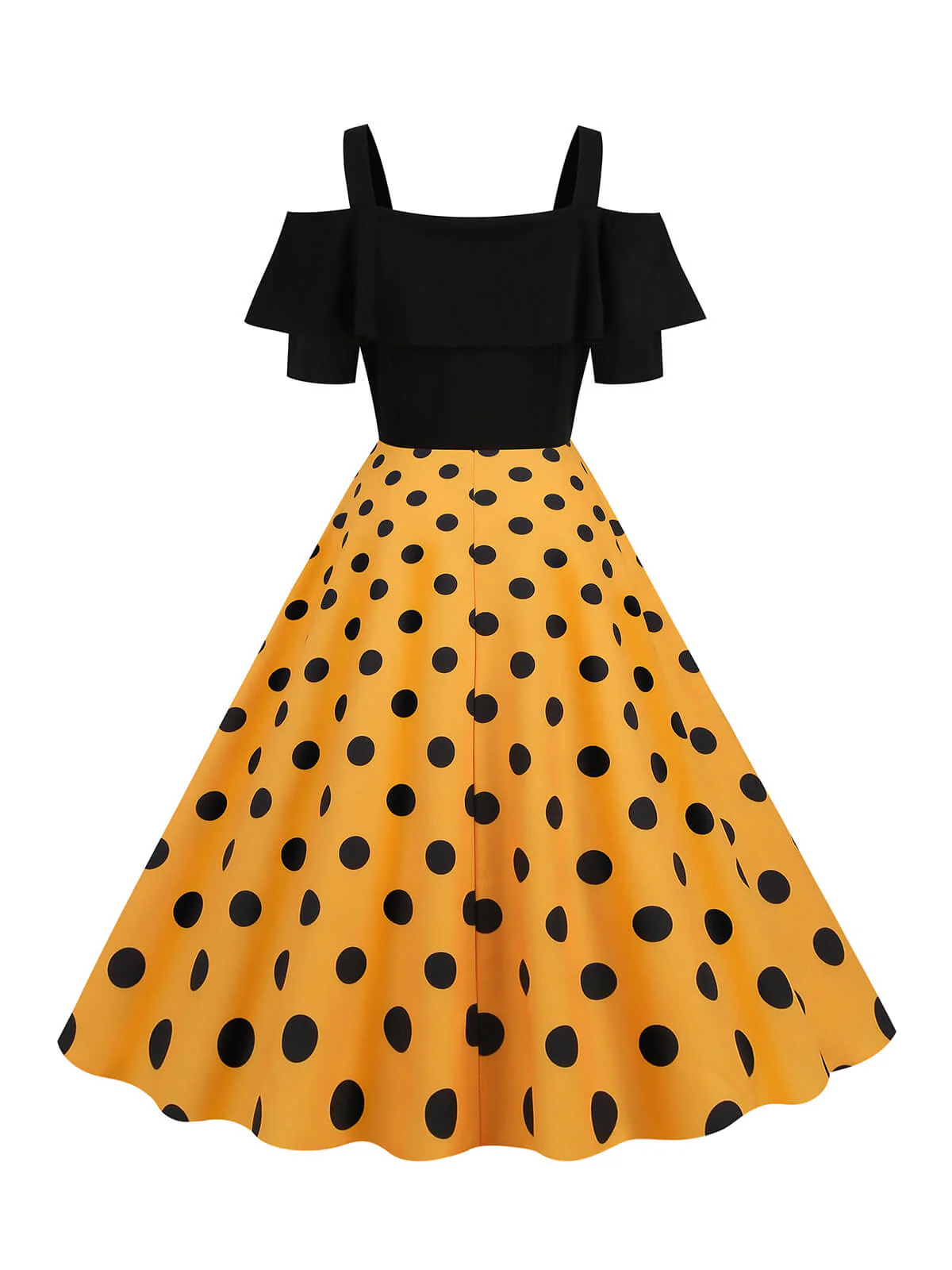 Robe à épaules dénudées à pois et patchwork de couleurs des années 1950 - Image 6