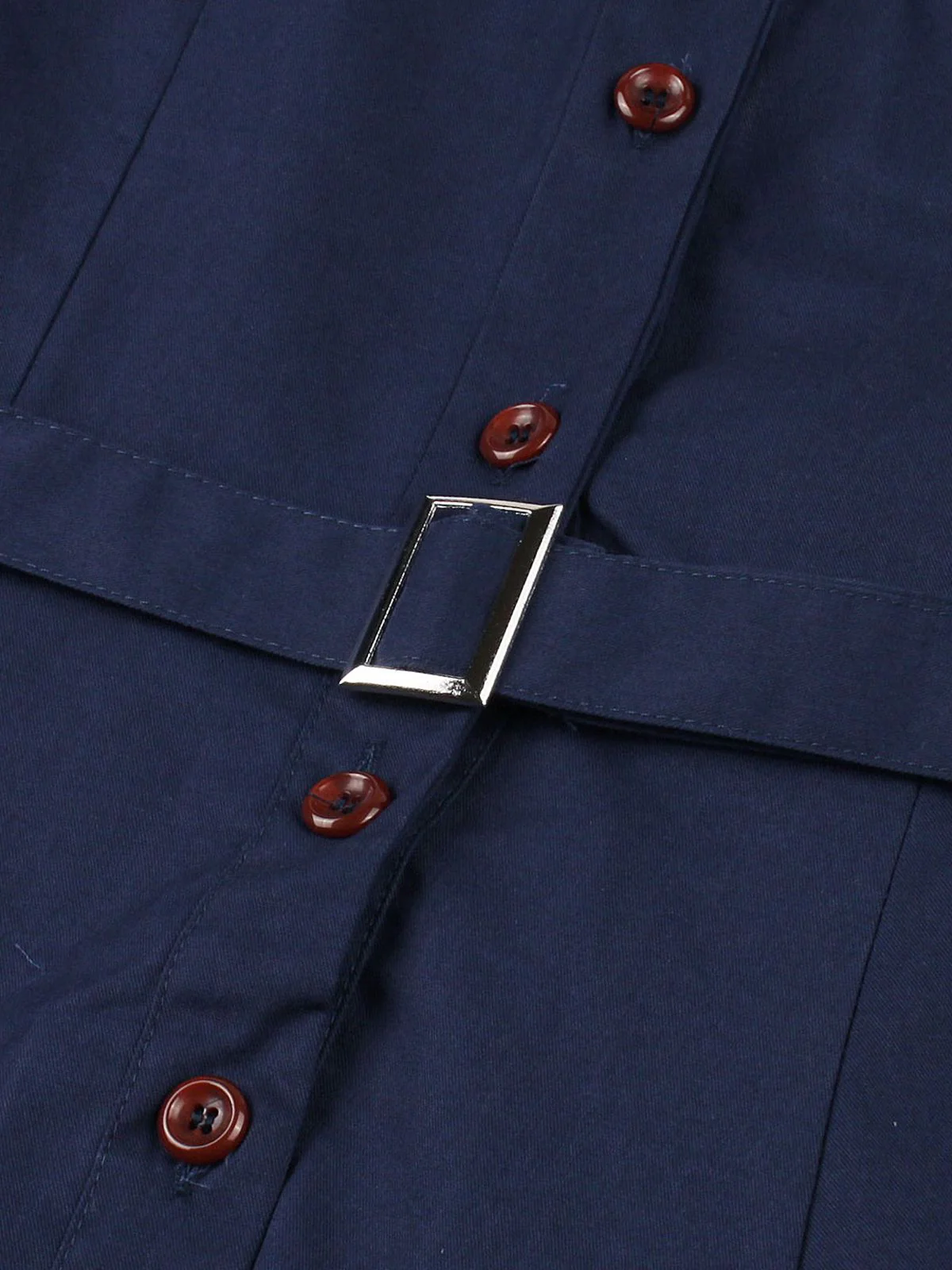 Robe boutonnée à revers et ceinture unie des années 1950 - Image 5
