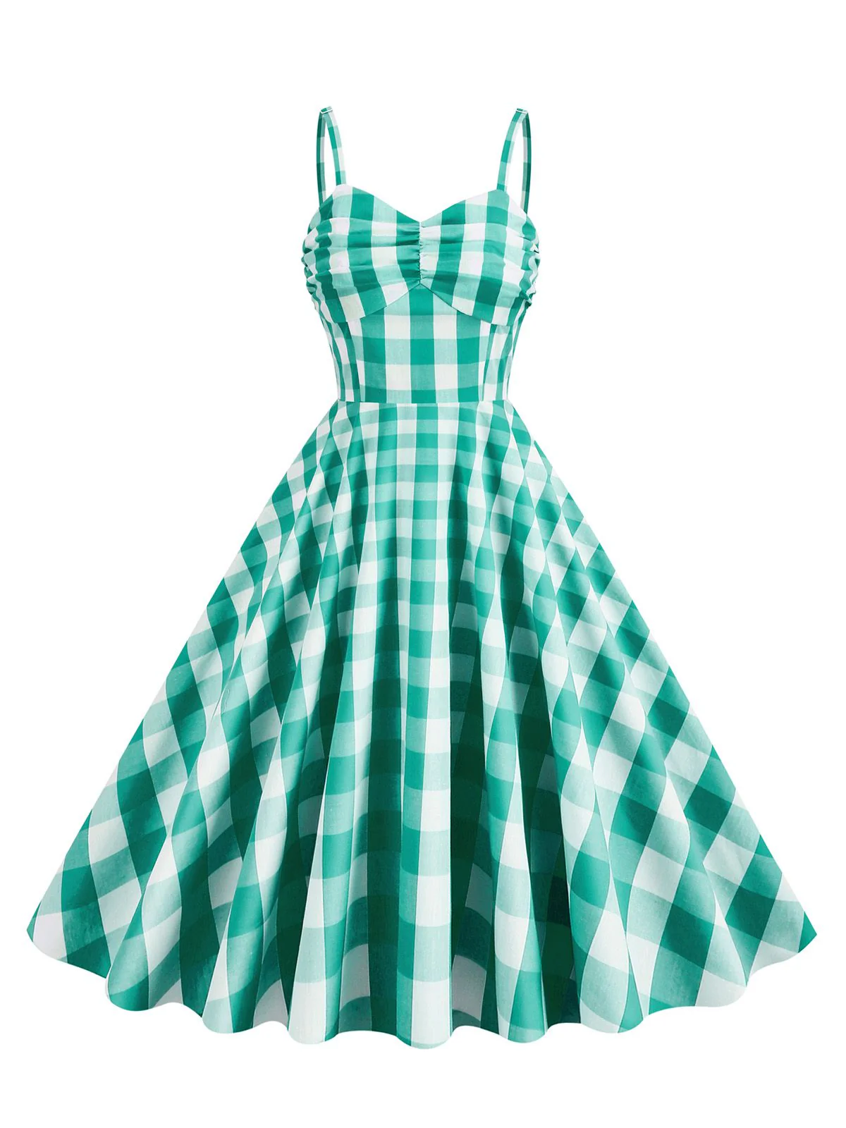 Robe trapèze à bretelles à carreaux des années 1950 - Image 9