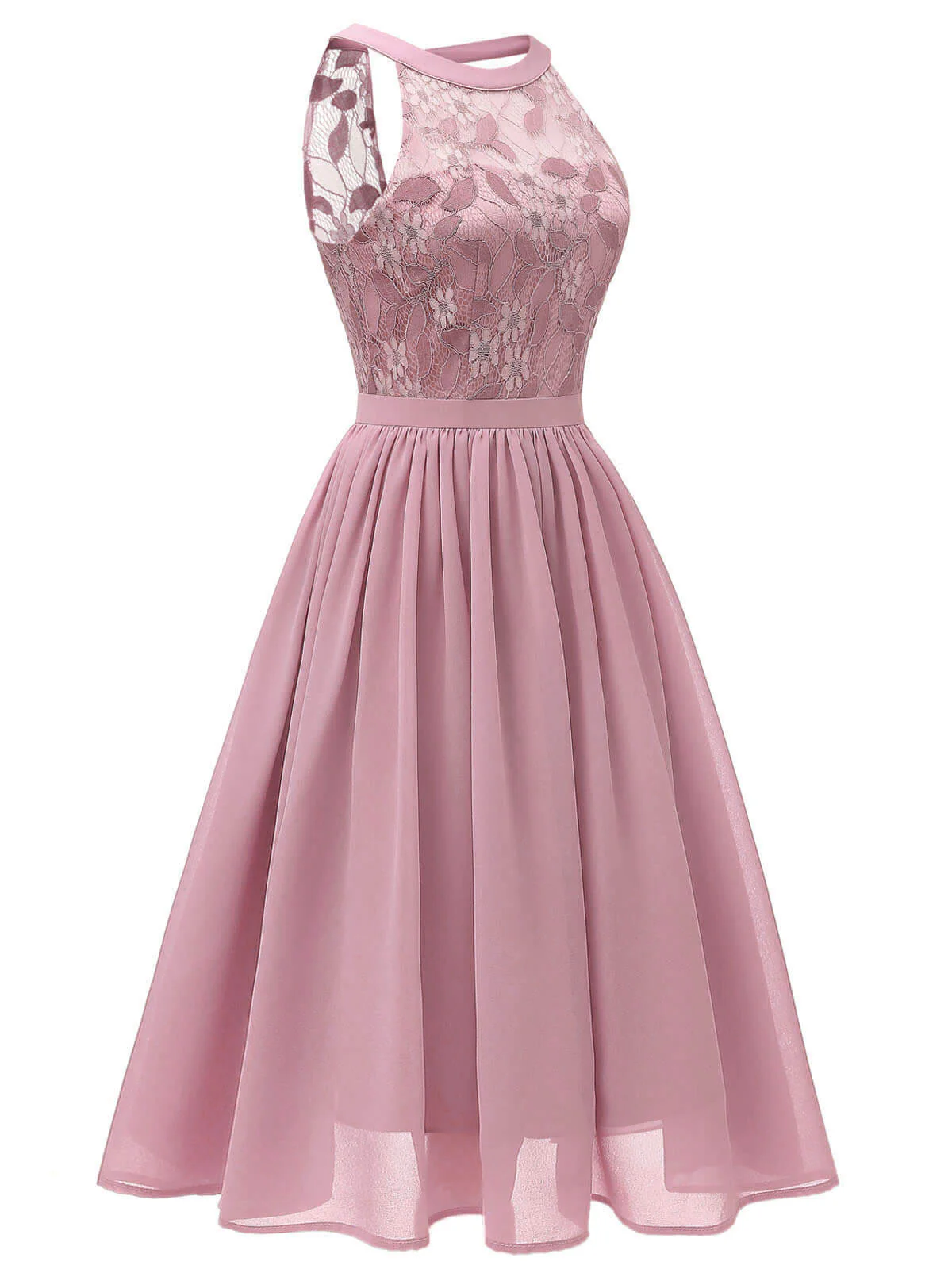 Robe Swing Vintage Année 50 en Dentelle à Fleurs Soirée Cocktail Pin Up - Image 10