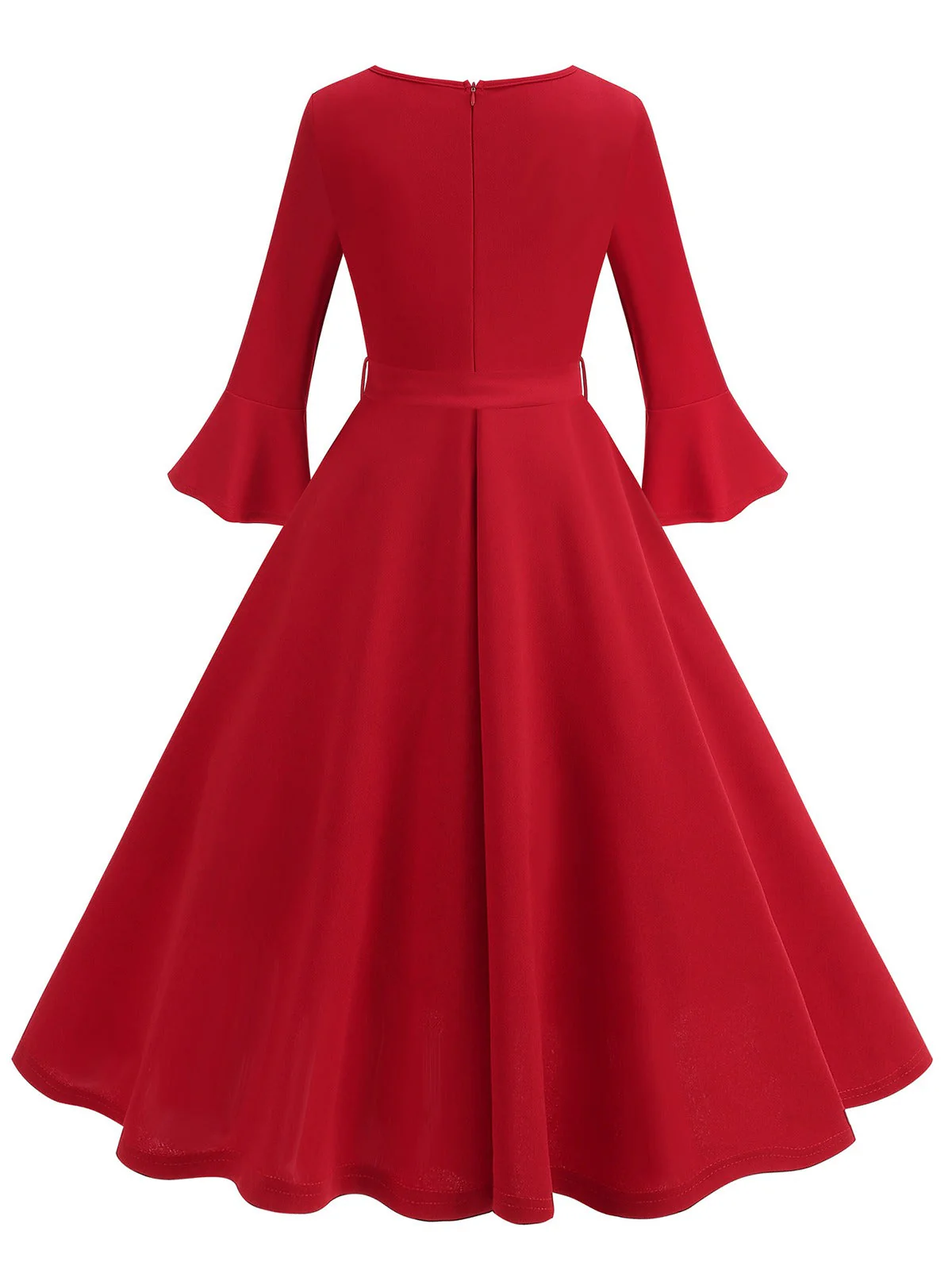 Robe trapèze unie à manches cloche des années 1950 - Image 13