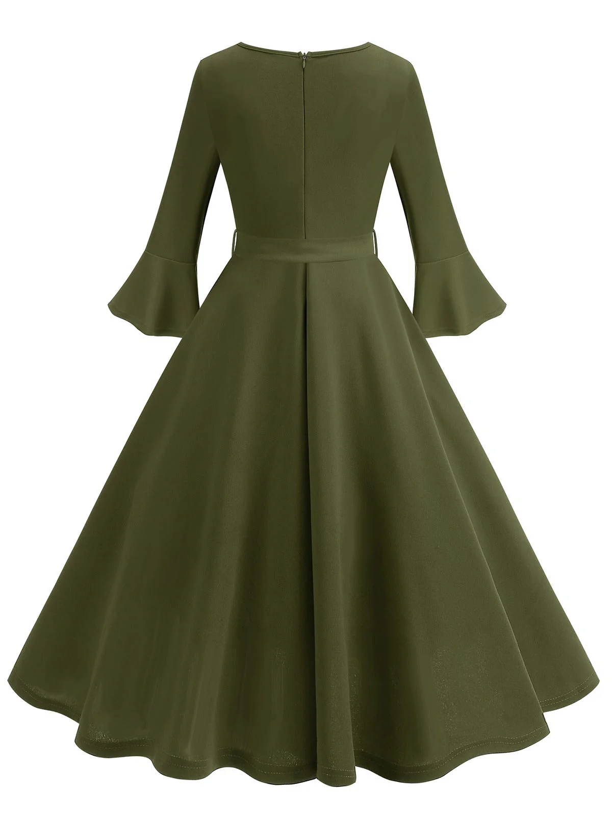 Robe trapèze unie à manches cloche des années 1950 - Image 8