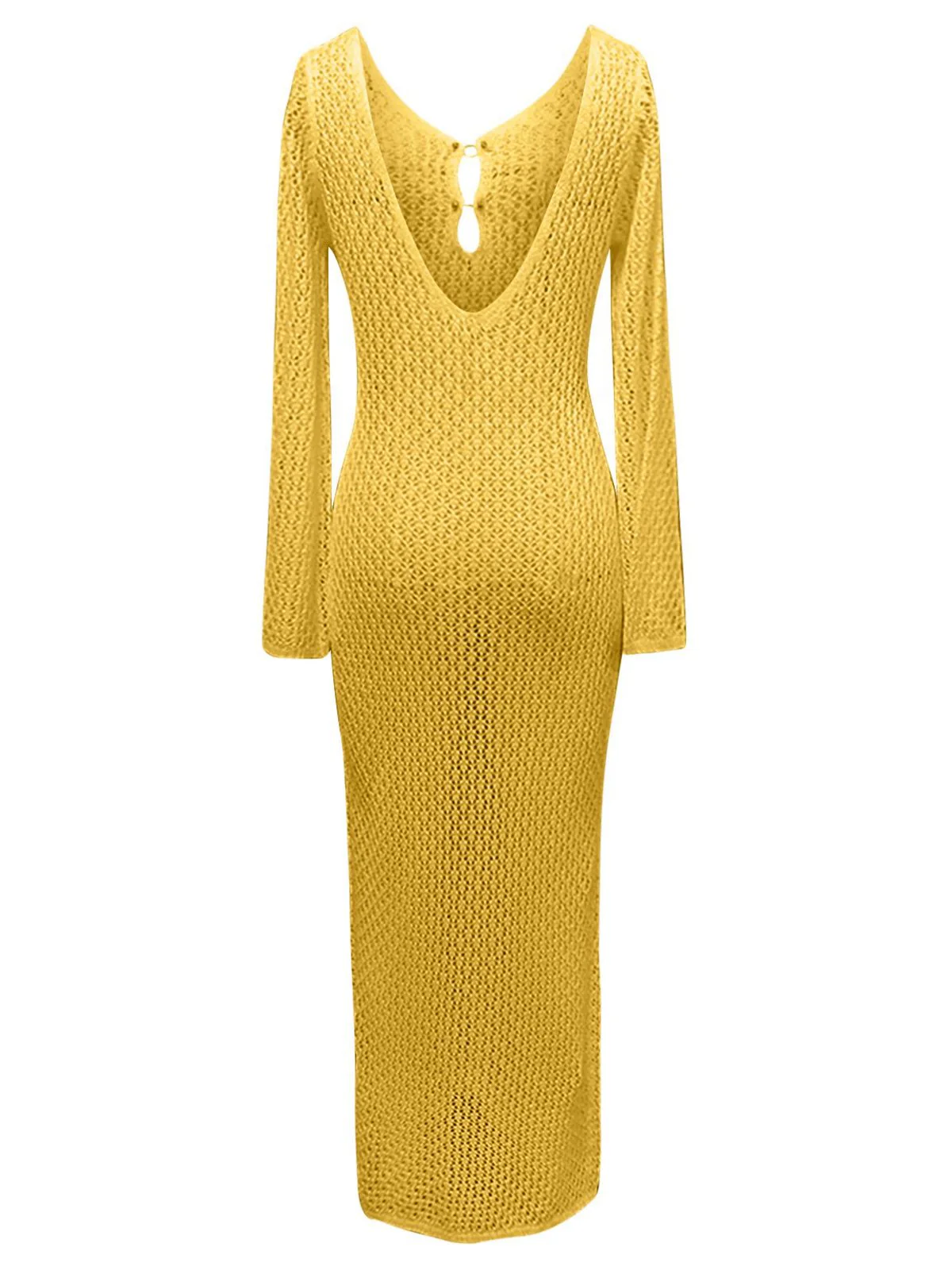 Robe longue cache-cœur en maille creuse des années 1960 - Image 12