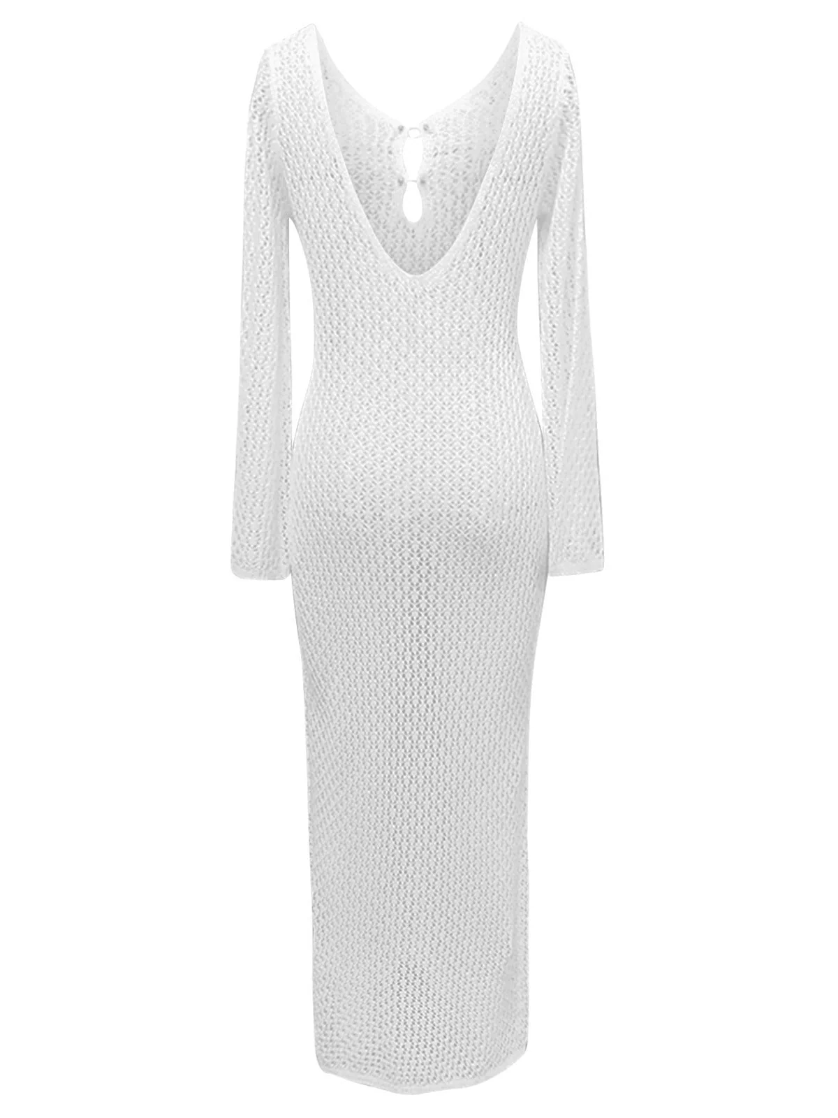 Robe longue cache-cœur en maille creuse des années 1960 - Image 4