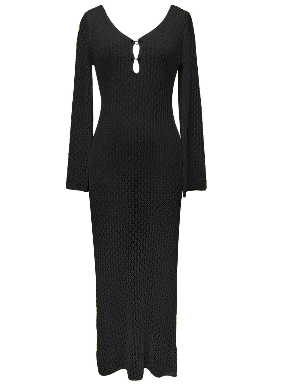 Robe longue cache-cœur en maille creuse des années 1960 - Image 5