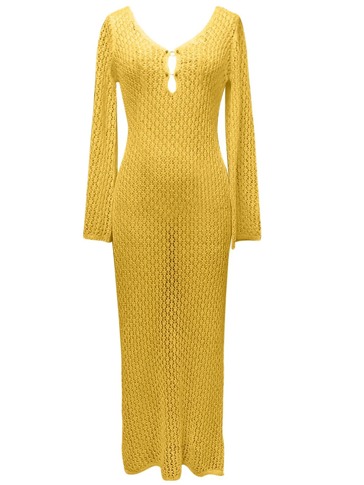 Robe longue cache-cœur en maille creuse des années 1960 - Image 9