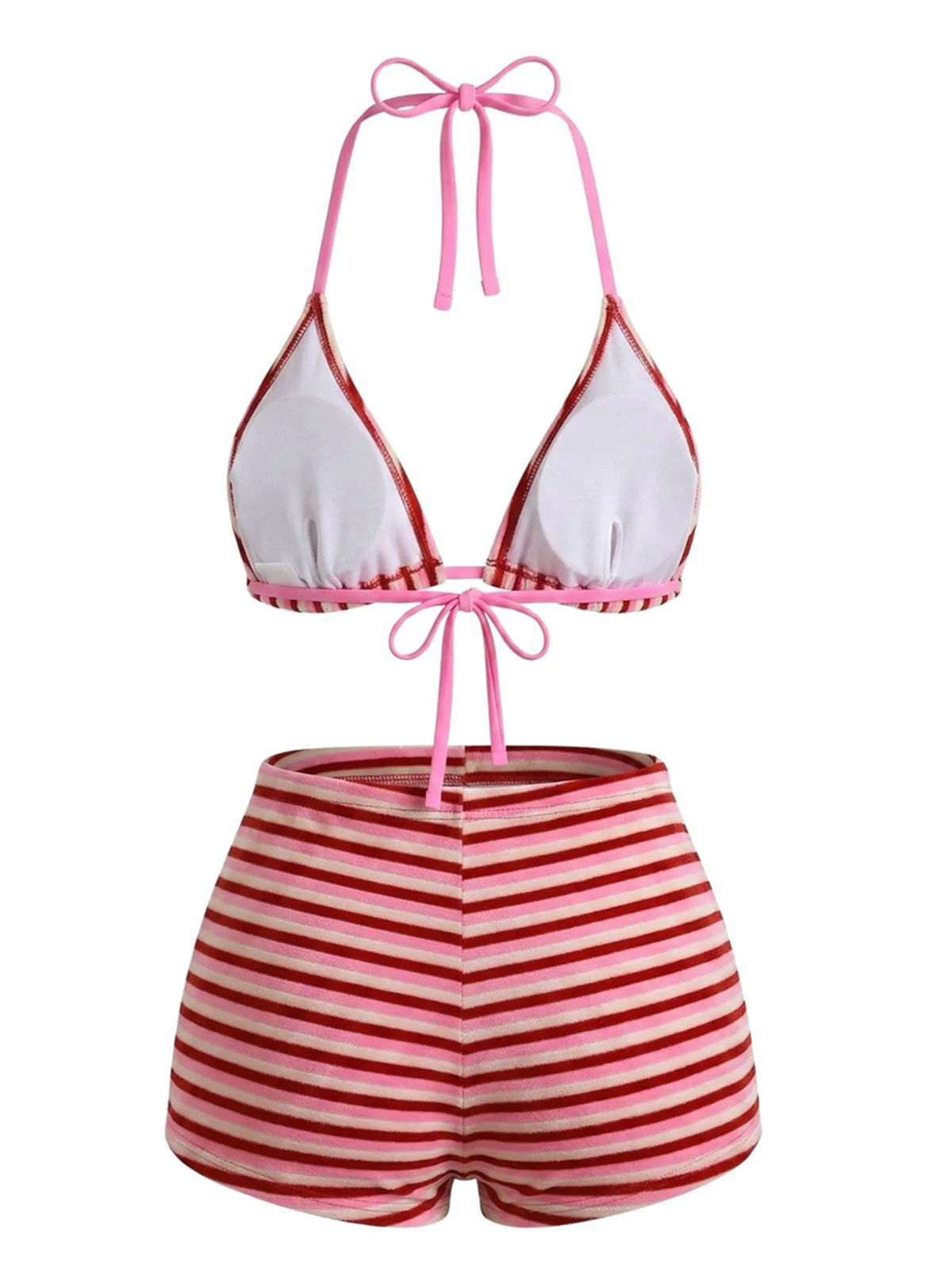 2PCS Bikini et short rayés marron éponge années 1950 - Image 11