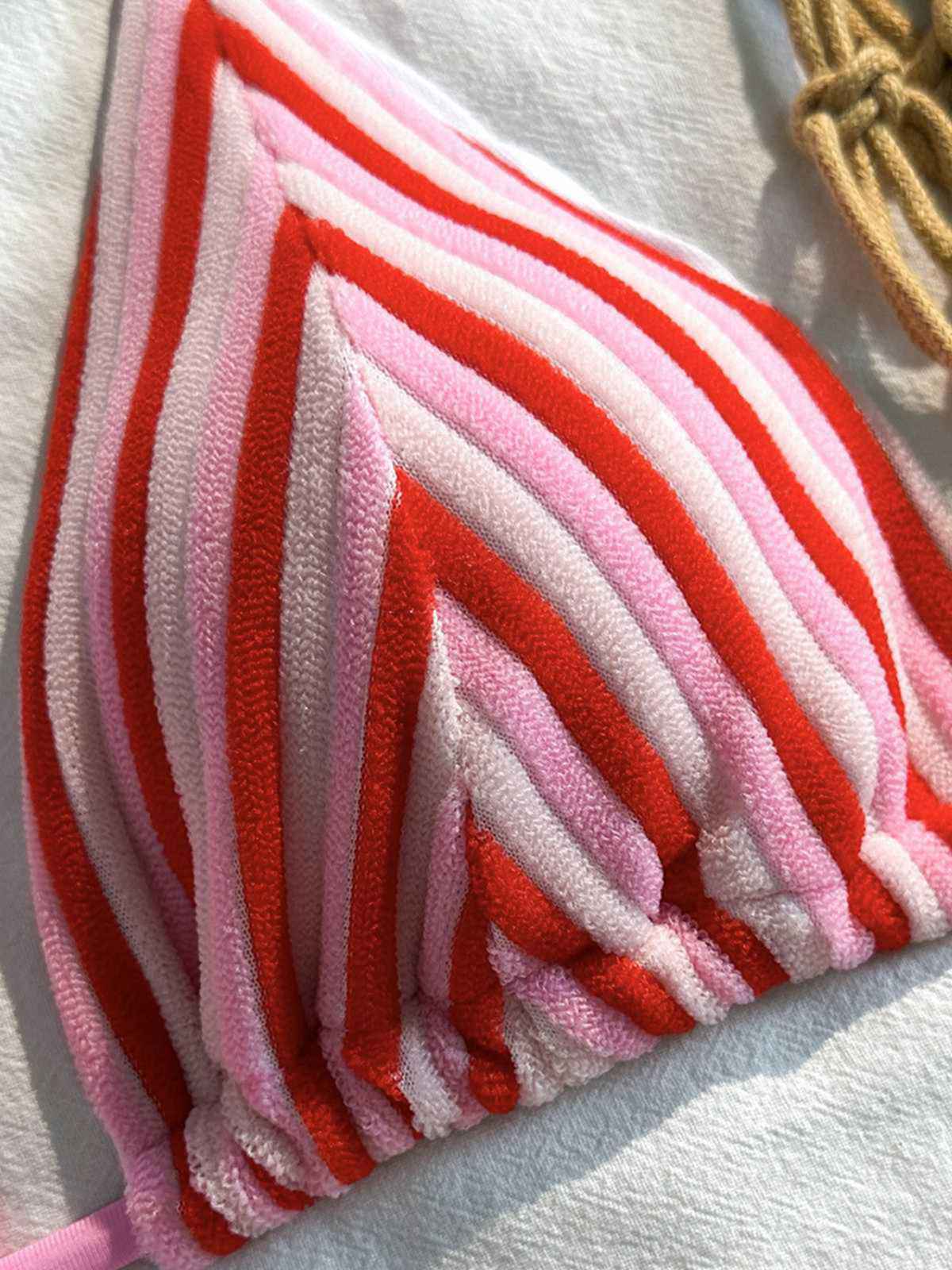 2PCS Bikini et short rayés marron éponge années 1950 - Image 13