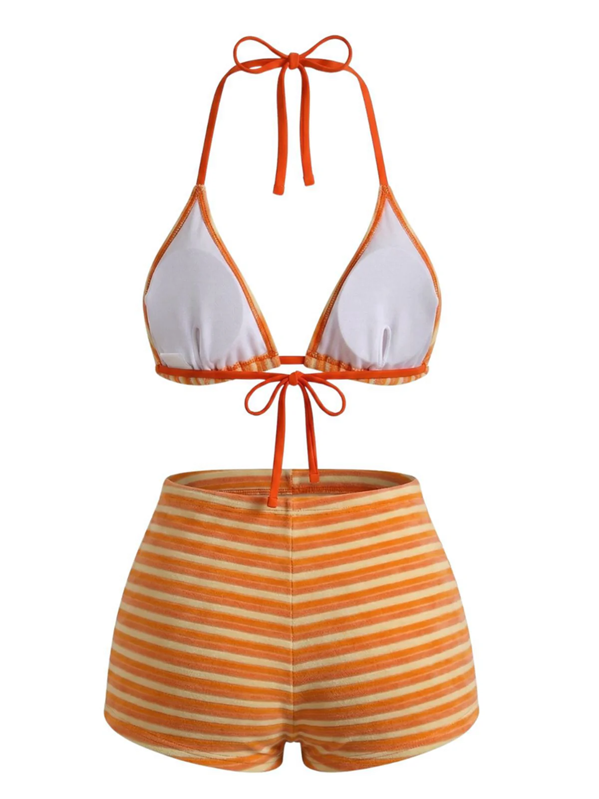 2PCS Bikini et short rayés marron éponge années 1950 - Image 7