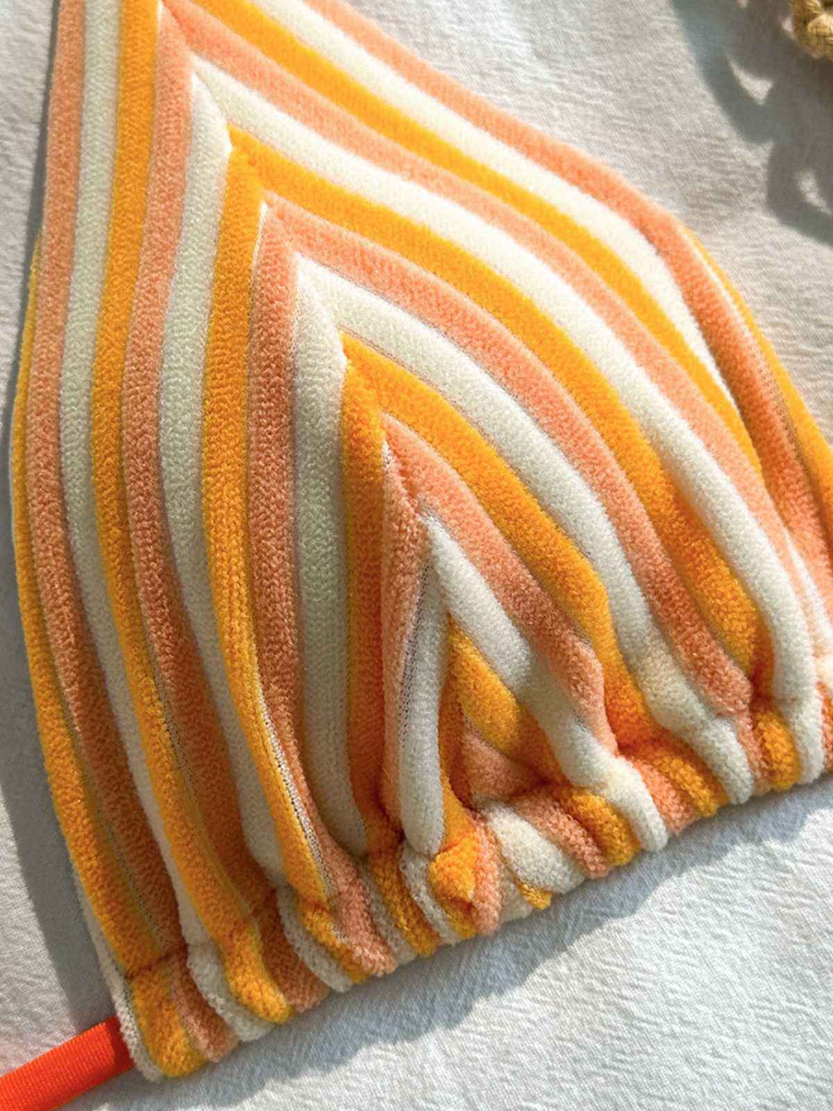 2PCS Bikini et short rayés marron éponge années 1950 - Image 8