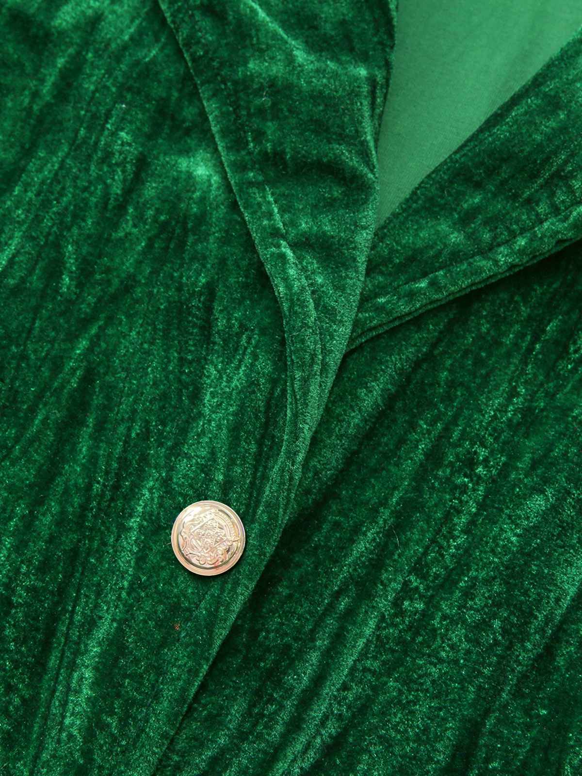 2PCS Blazer et pantalon large en flanelle plissée verte unie années 1980 - Image 4