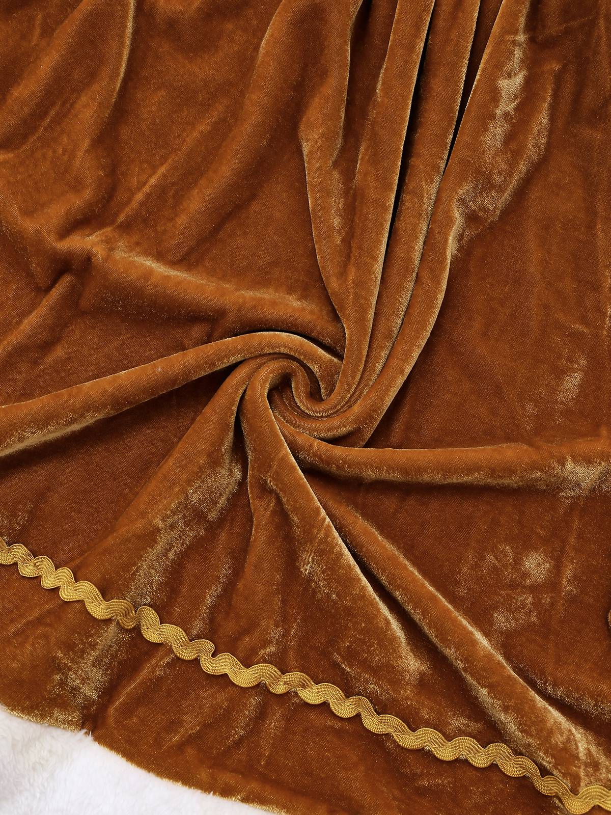 2PCS Cape de Noël marron et robe en velours des années 1940 - Image 6