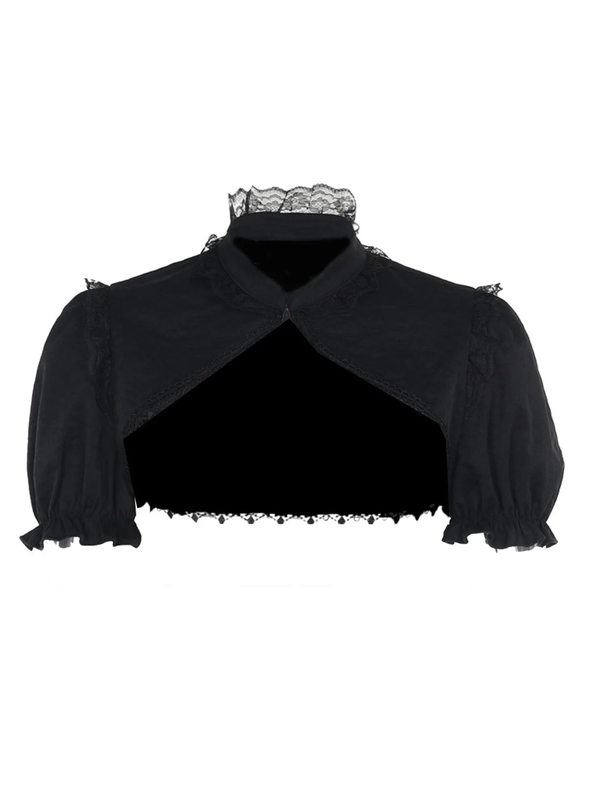 2PCS Châle et robe à lacets brodée de fleurs gothique noire et bleue des années 1980 - Image 10
