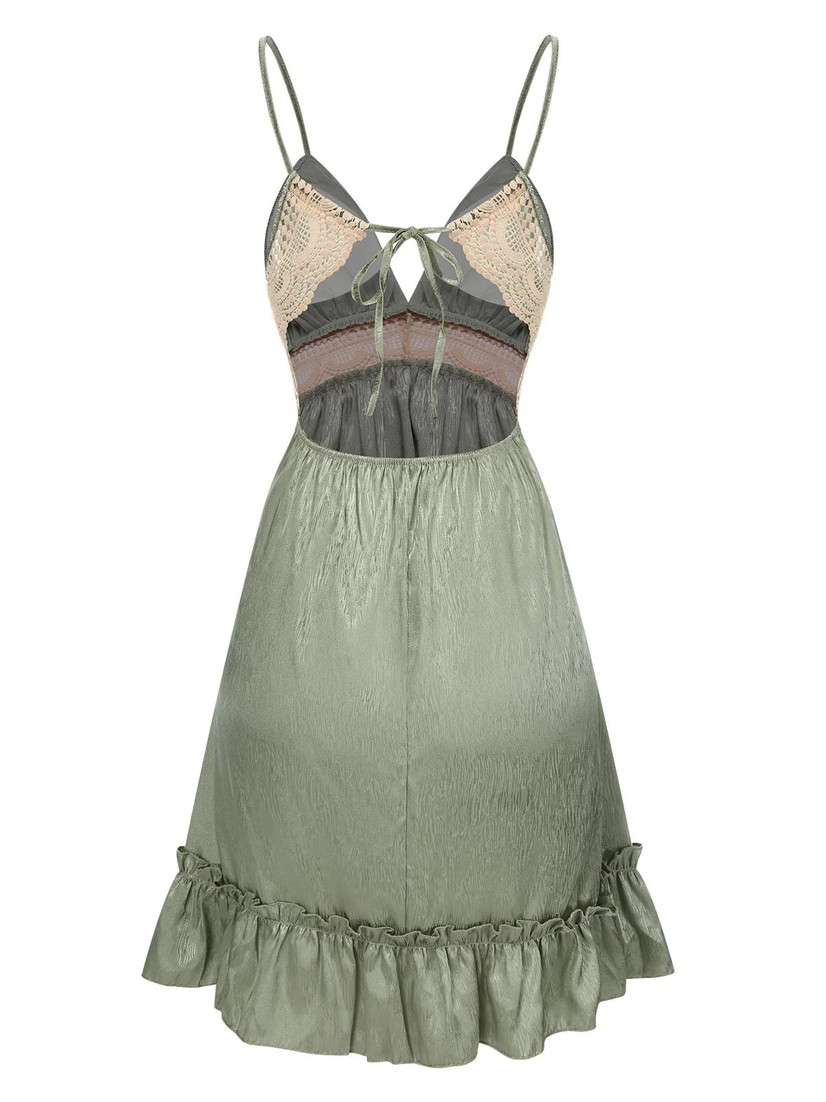 2PCS chemise de nuit et peignoir en dentelle guipure verte des années 1950 - Image 6