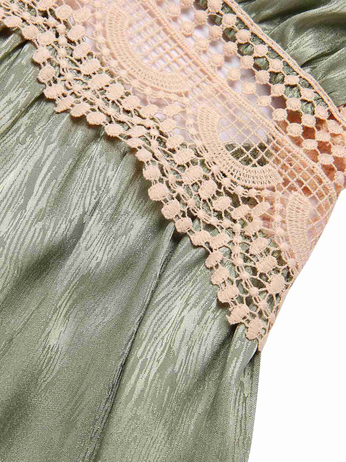 2PCS chemise de nuit et peignoir en dentelle guipure verte des années 1950 - Image 8
