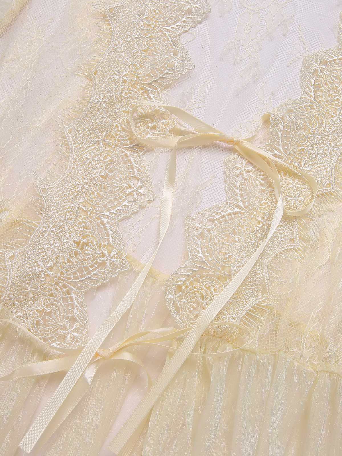 2PCS Chemise de nuit et peignoir fendus bretelles florales 1950s - Image 7