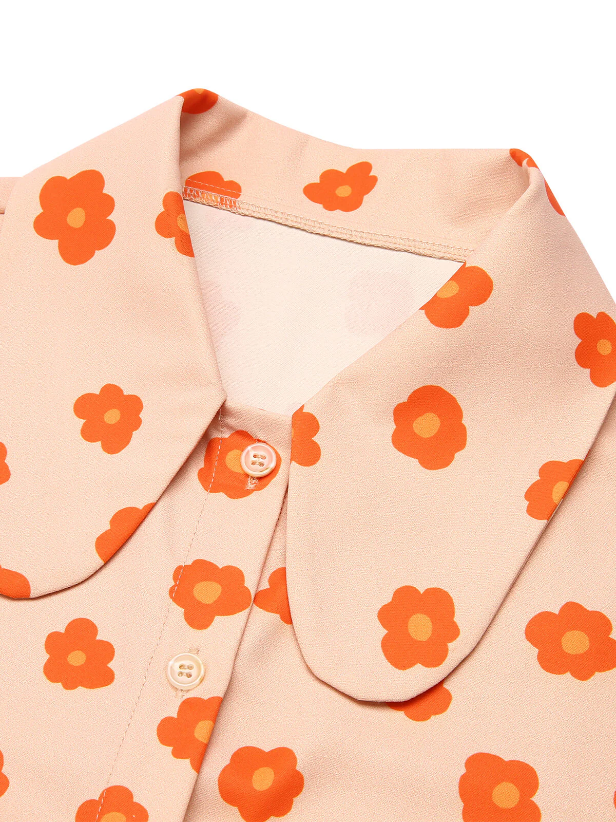 2PCS Chemise et jupe à fleurs orange années 1960 - Image 8