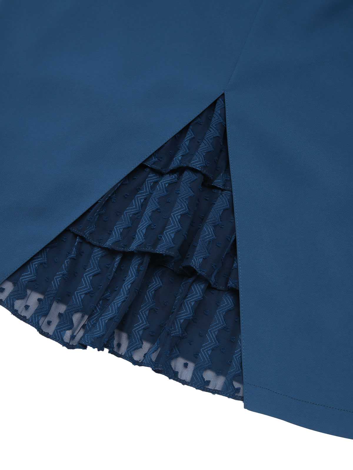 2PCS Chemise rayée bleu marine des années 1960 et jupe crayon unies - Image 18
