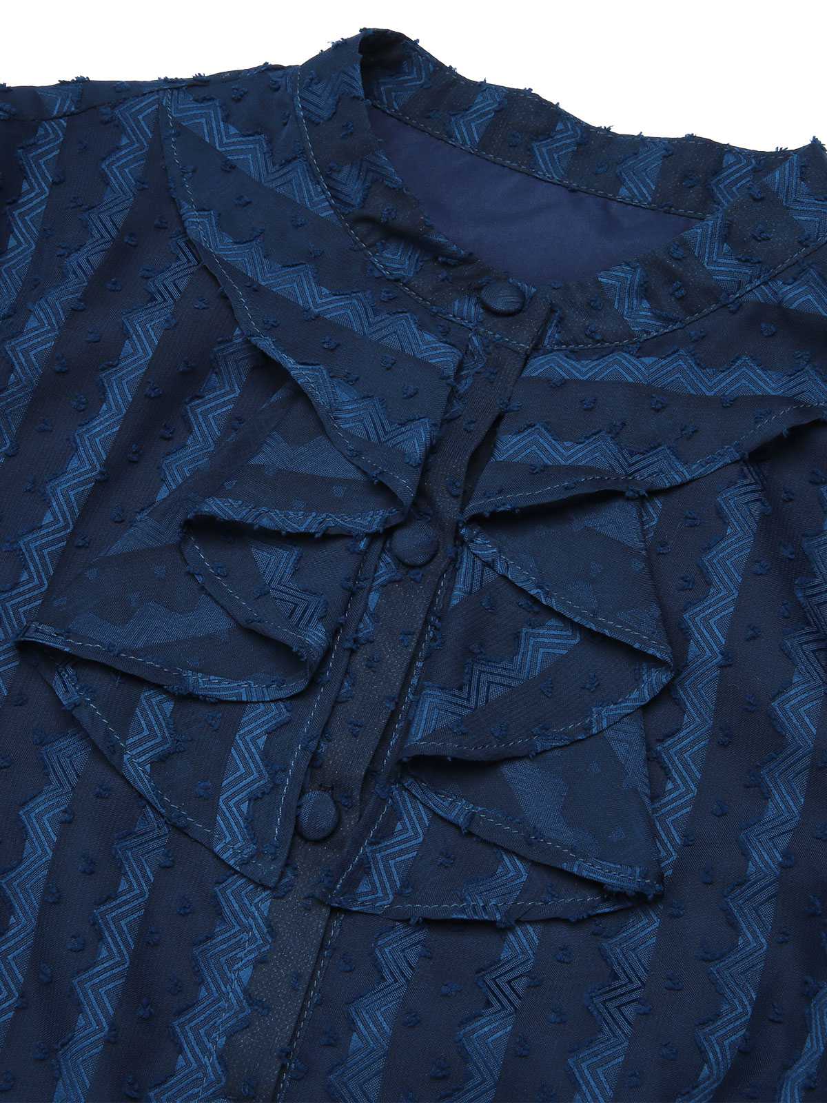 2PCS Chemise rayée bleu marine des années 1960 et jupe crayon unies - Image 9