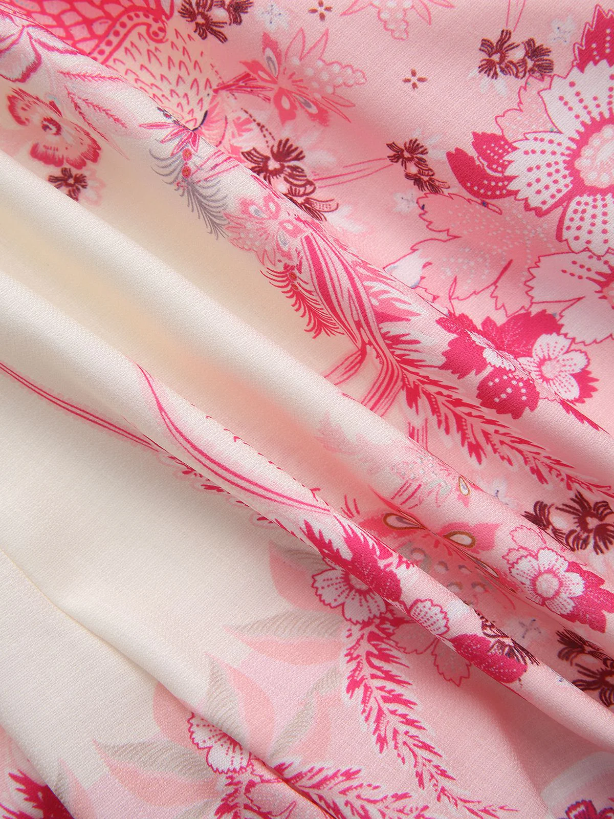 2PCS Chemisier fleuri bohème rose et short taille haute années 1970 - Image 7