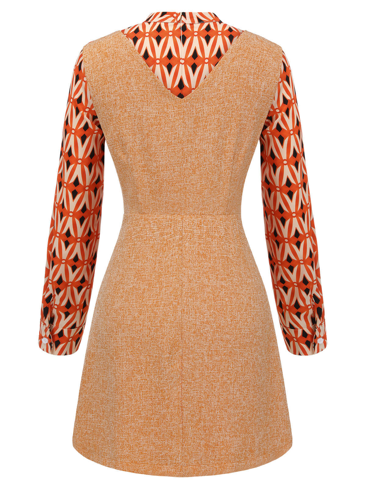 2PCS Chemisier orange des années 1960 et mini robe en tweed - Image 5