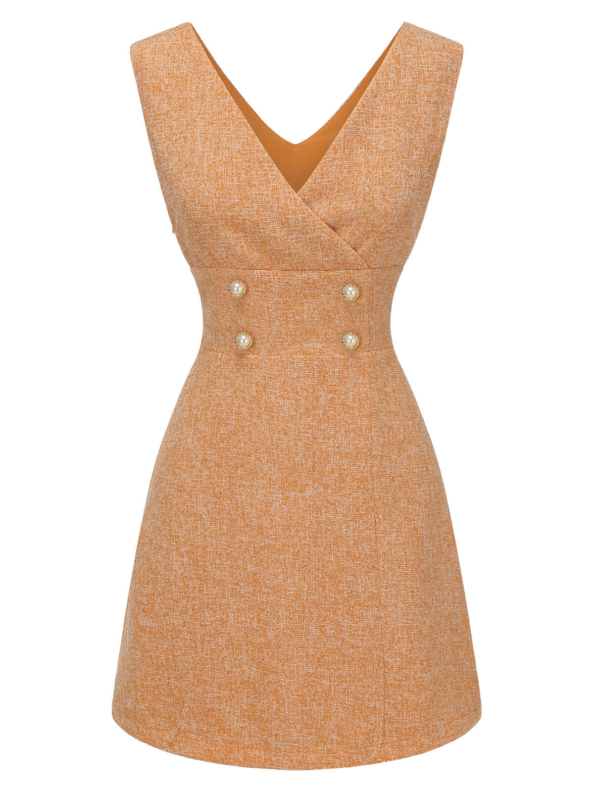2PCS Chemisier orange des années 1960 et mini robe en tweed - Image 7