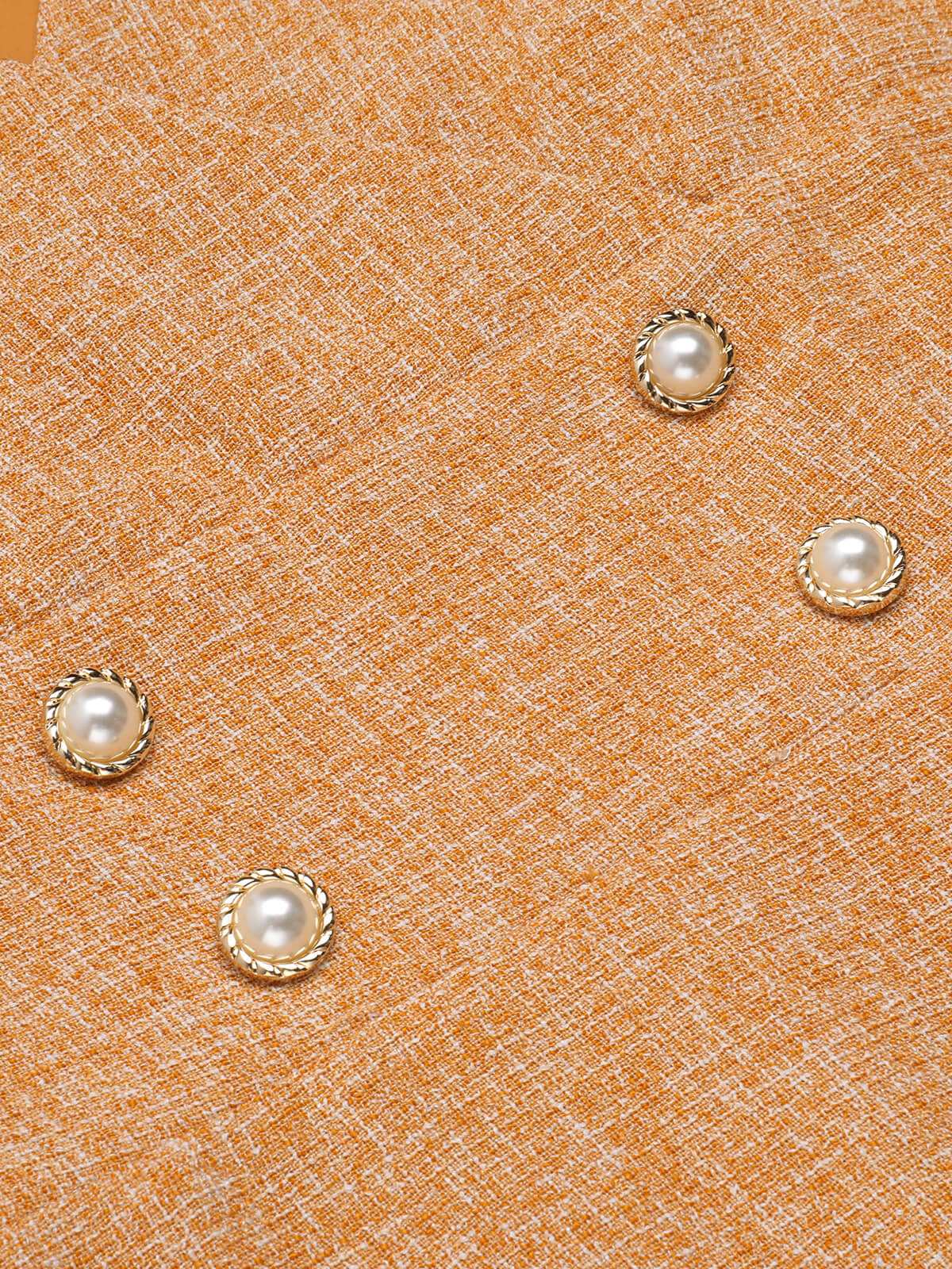 2PCS Chemisier orange des années 1960 et mini robe en tweed - Image 8