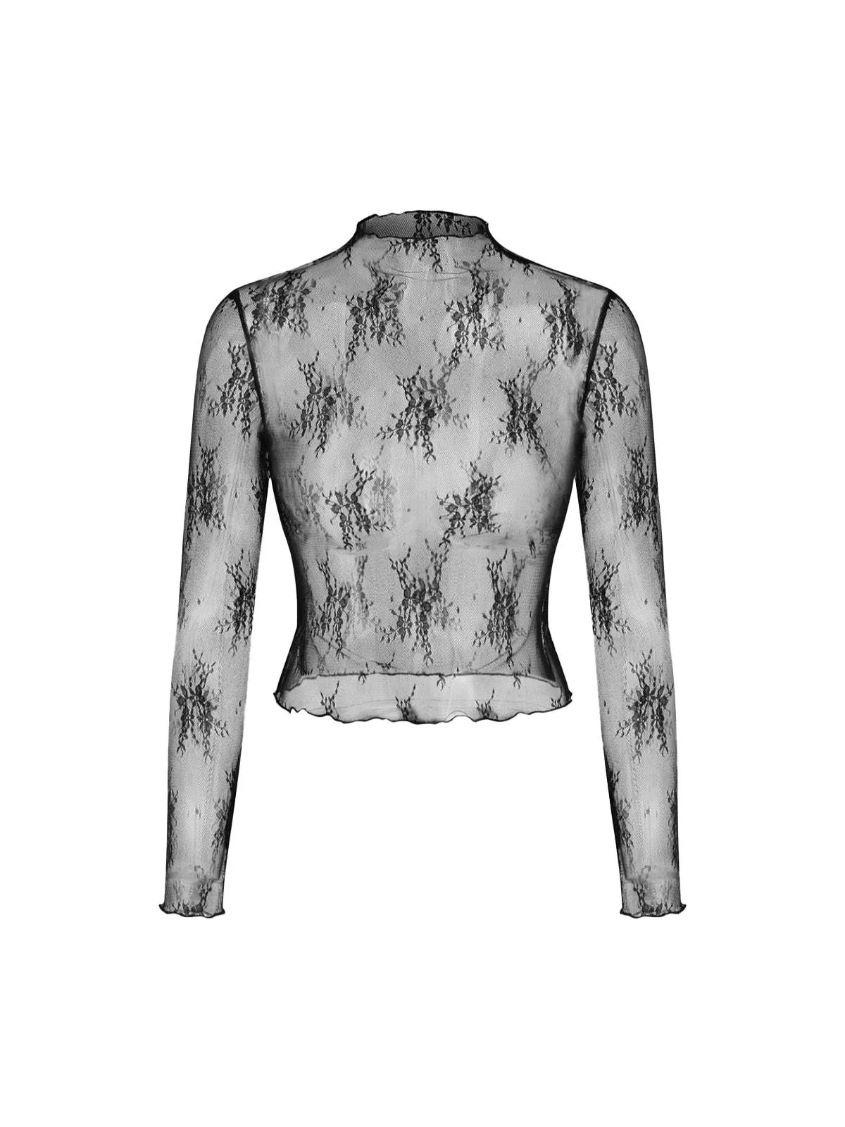 2PCS Combinaison haut en dentelle transparente à fleurs et col en V années 1970 - Image 3