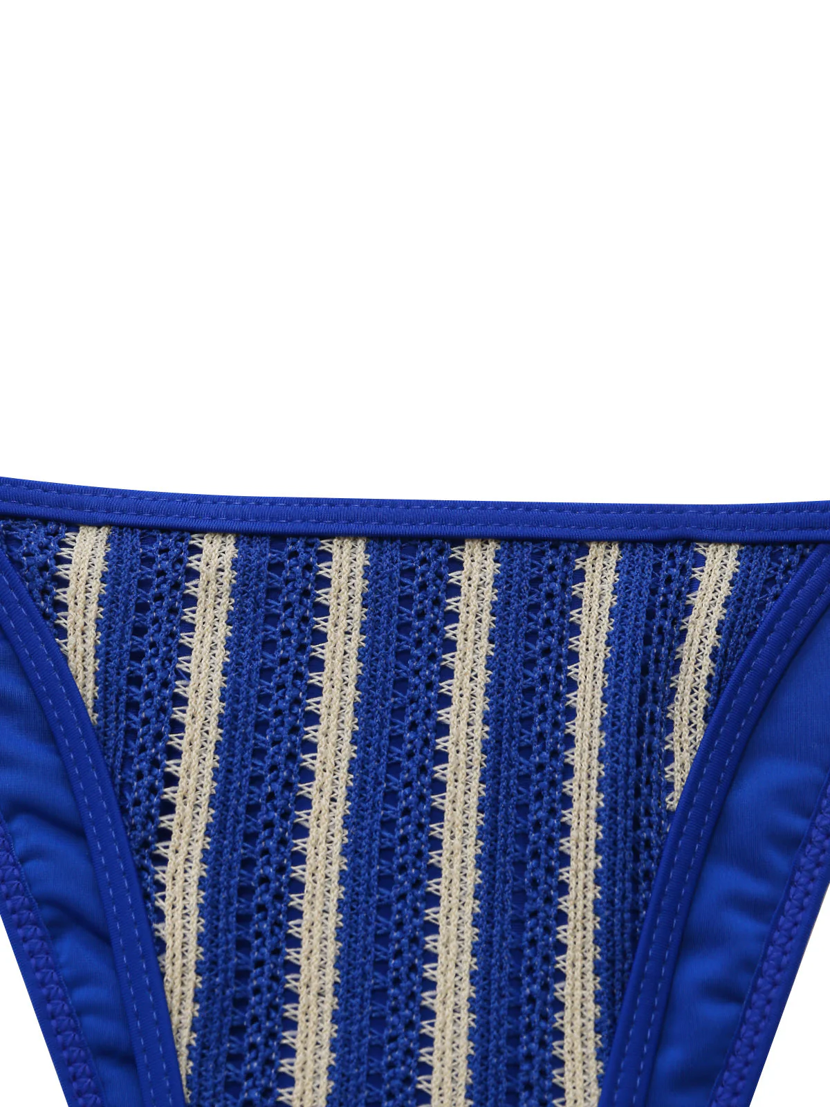 2PCS Ensemble bikini rayé bleu avec paréo années 60 - Image 4