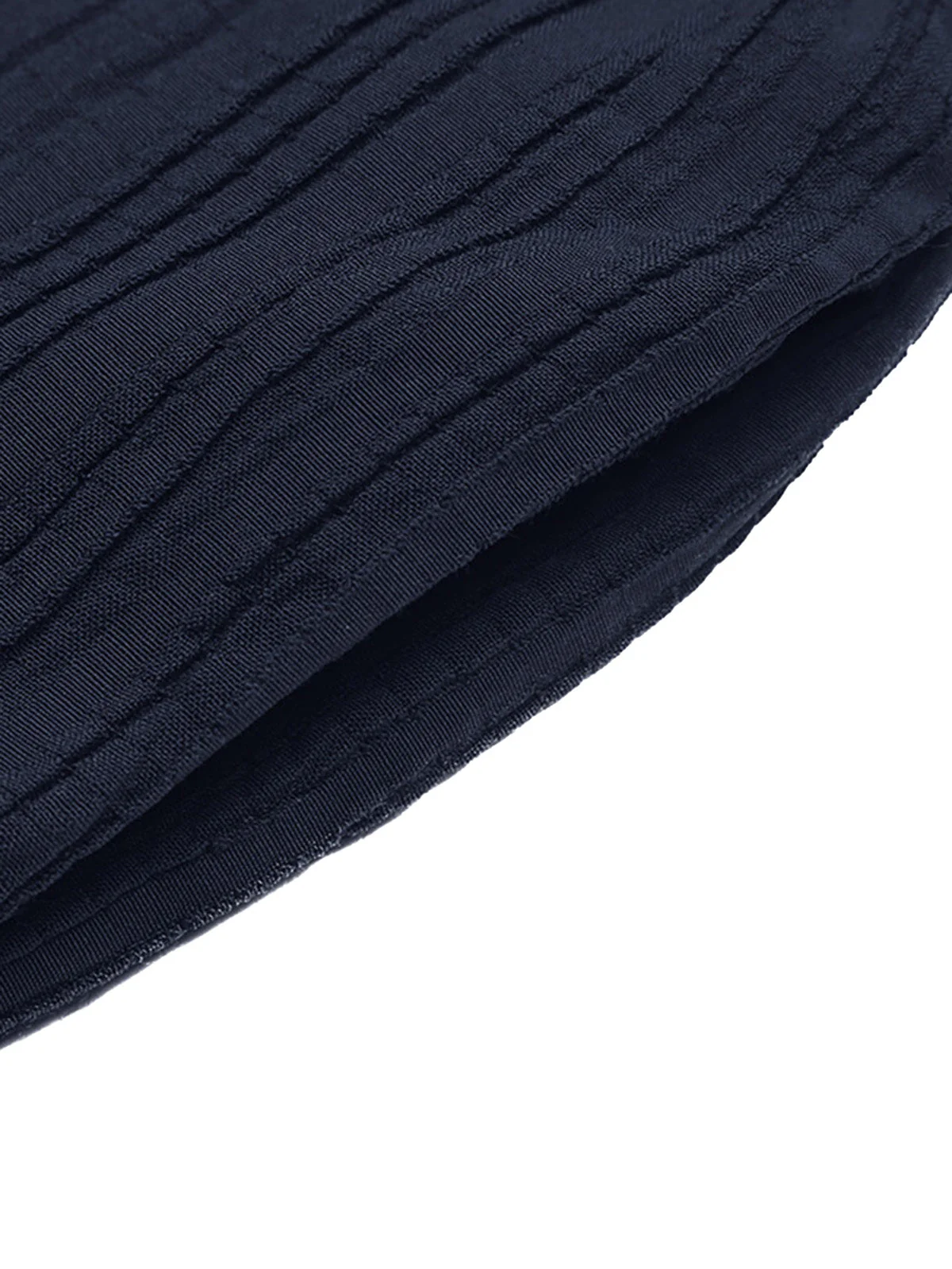 2PCS Ensemble bleu haut texturé volants et sans bretelles et pantalon années 50 - Image 6