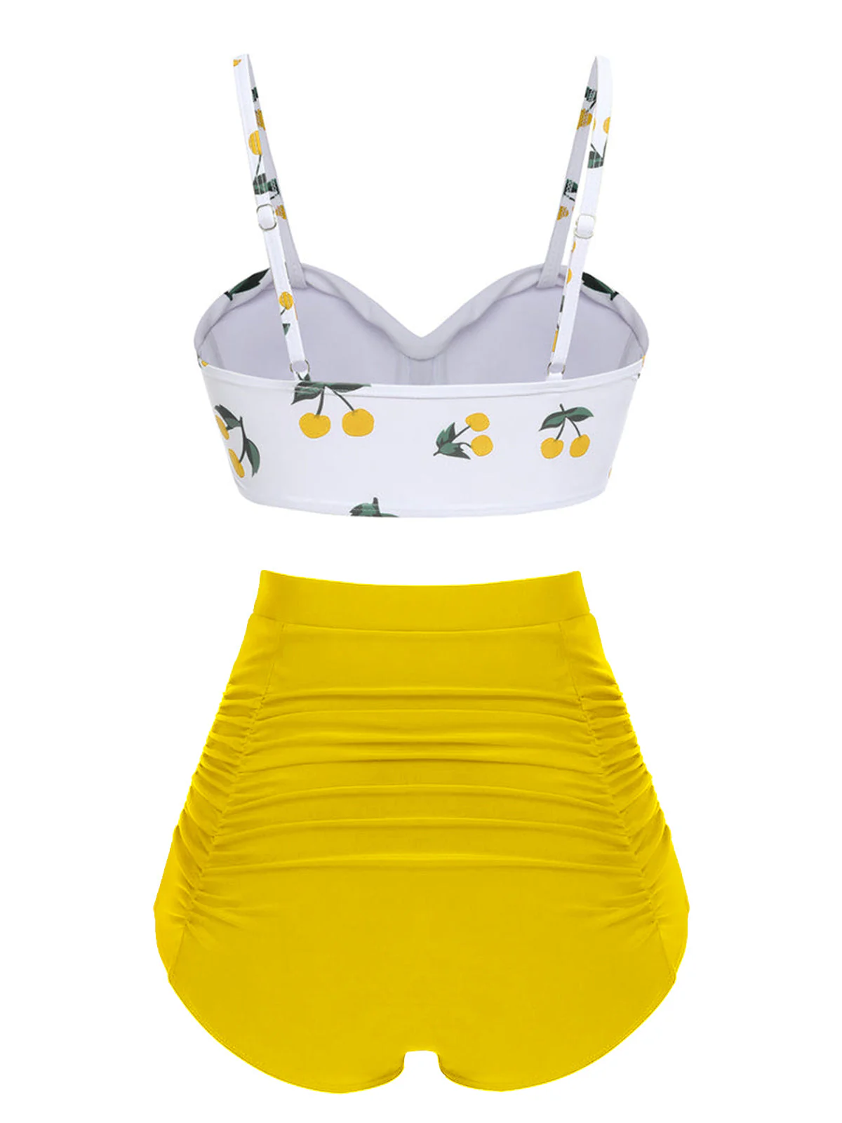 Ensemble de bikini taille haute à bretelles cerises 1950s - Image 12