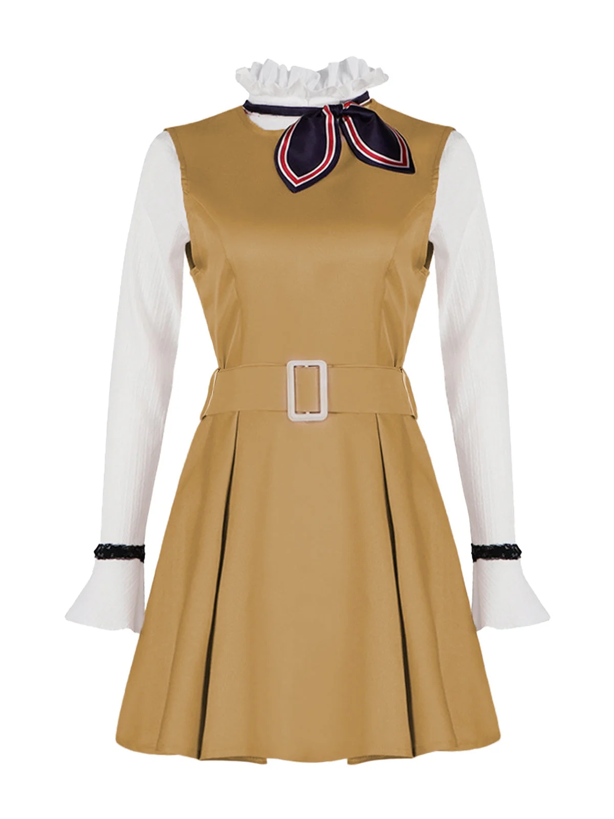 2PCS Ensemble de costume Megan kaki col volants des années 1960