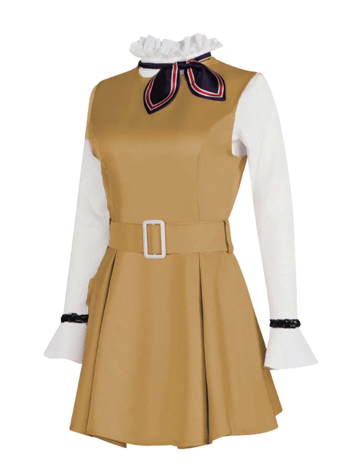 2PCS Ensemble de costume Megan kaki col volants des années 1960 - Image 3
