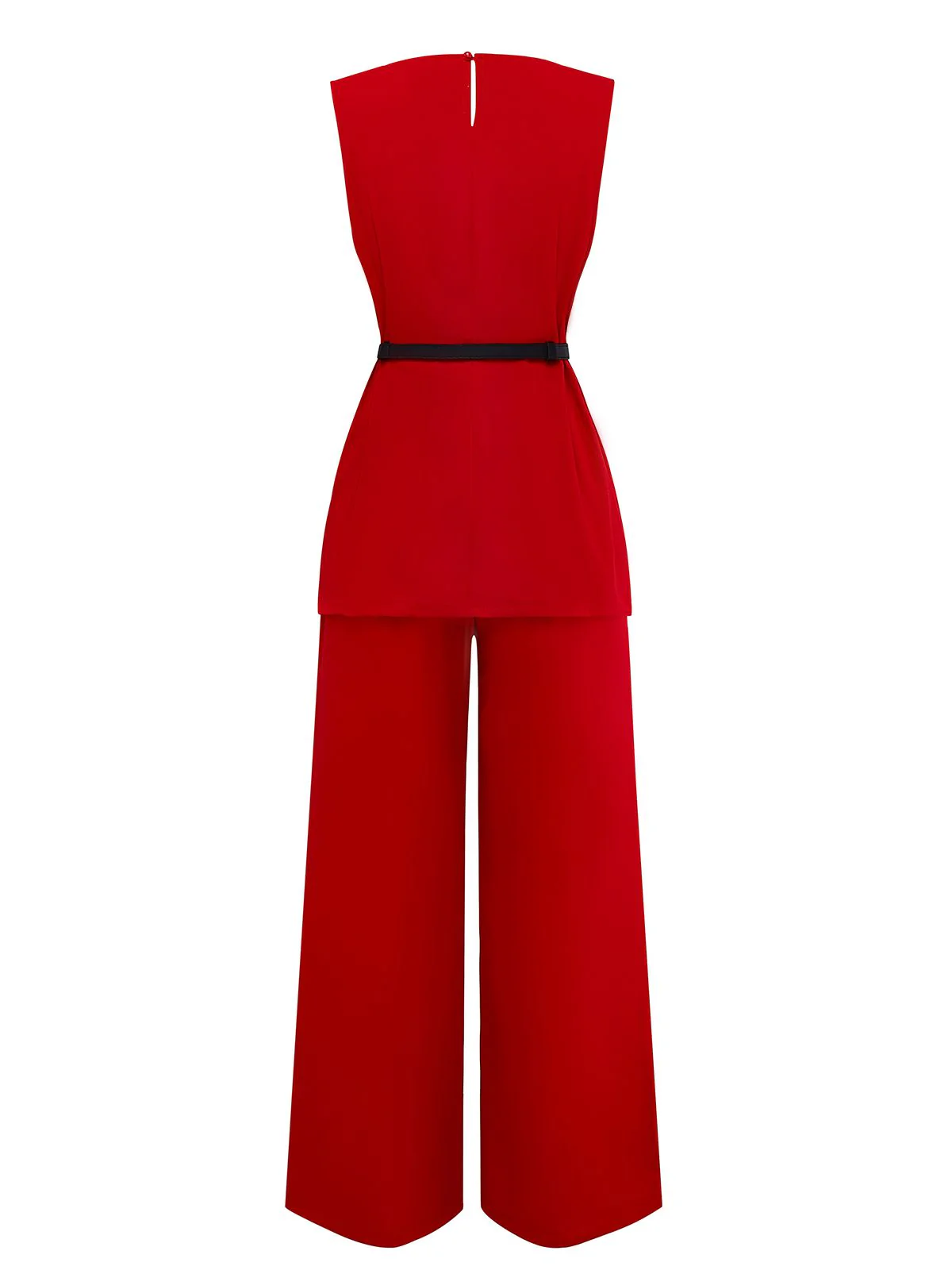 2PCS Ensemble Gilet Sans Manches Pantalon Ceinturé Années 1960 - Image 3