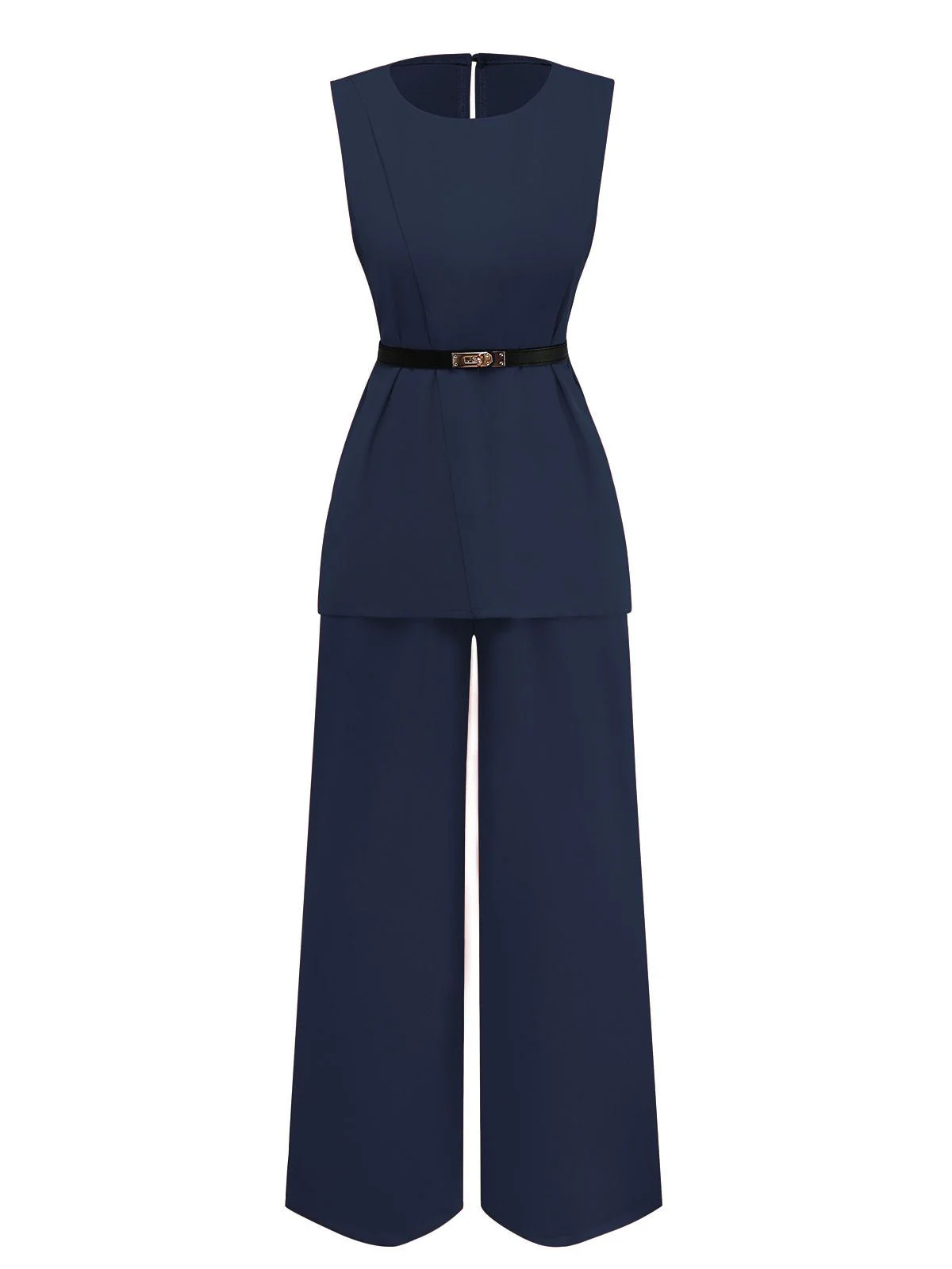 2PCS Ensemble Gilet Sans Manches Pantalon Ceinturé Années 1960 - Image 7