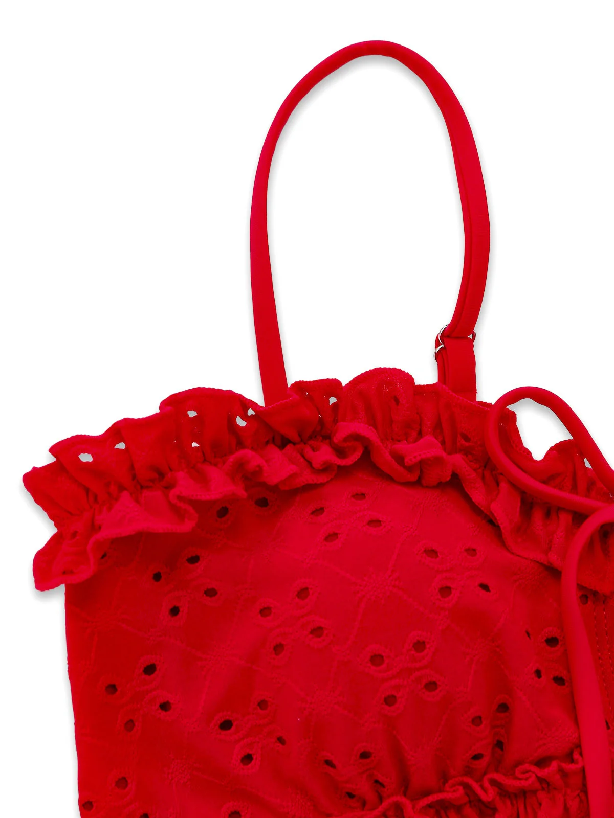 2PCS Ensemble tankini rouge à découpes et volants paréo années 60 - Image 11