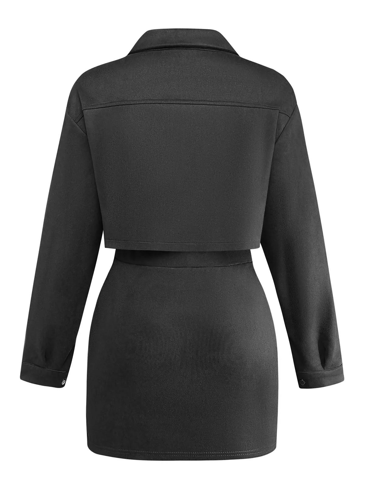 2PCS Ensemble veste suédine revers frangés et mini-jupe moulante années 1960 - Image 10