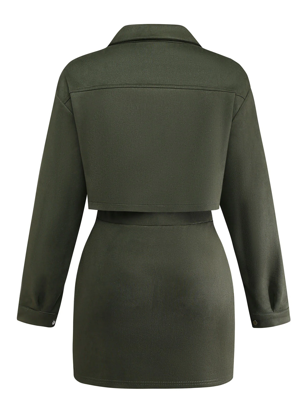 2PCS Ensemble veste suédine revers frangés et mini-jupe moulante années 1960 - Image 3