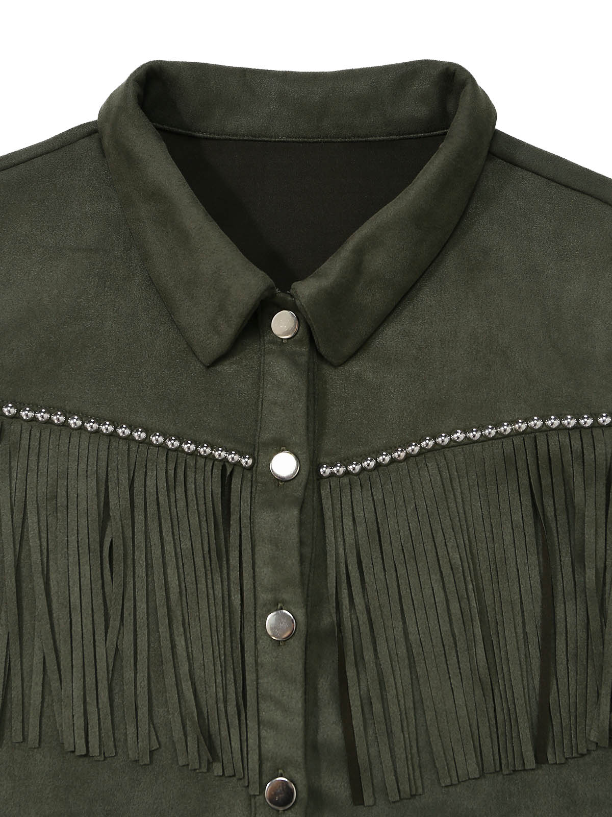 2PCS Ensemble veste suédine revers frangés et mini-jupe moulante années 1960 - Image 4