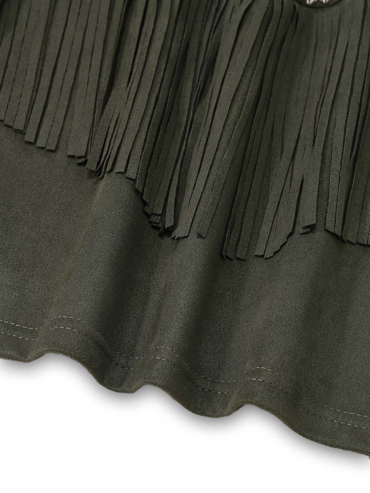 2PCS Ensemble veste suédine revers frangés et mini-jupe moulante années 1960 - Image 7